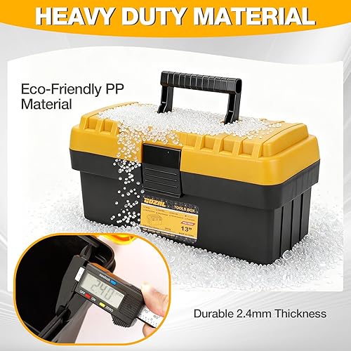 Miniatura 5 de Juego de caja de herramientas 4 en 1 organizador de herramientas apilable con bandeja extraíble, almacenamiento de herramientas duradero para