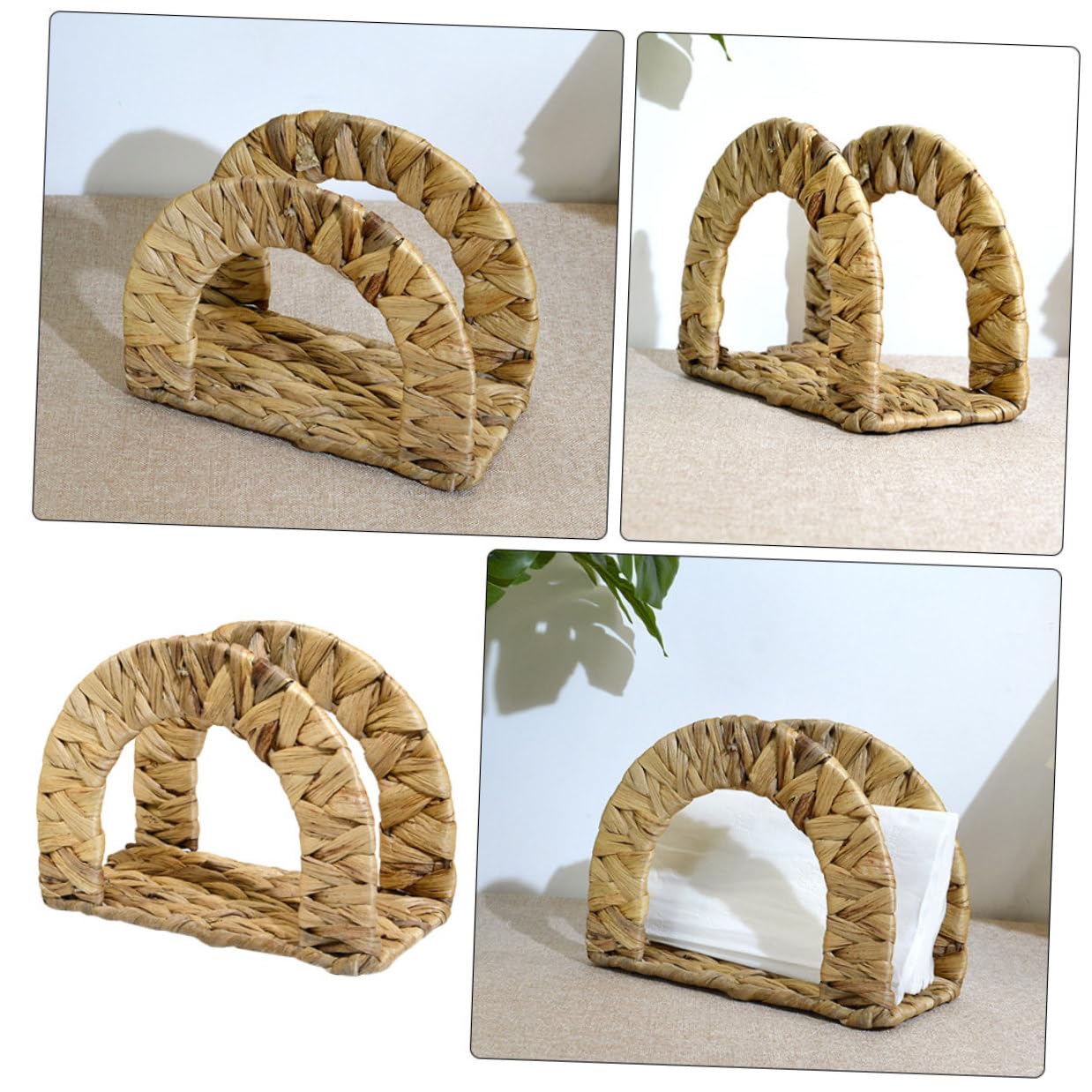 Servilletero de Pie Beige de Junco Calabaza para Restaurante y Fiesta | Estructura Estable, Bordes Lisos sin Rebabas, Uso Amplio en Comedor y Cocina
