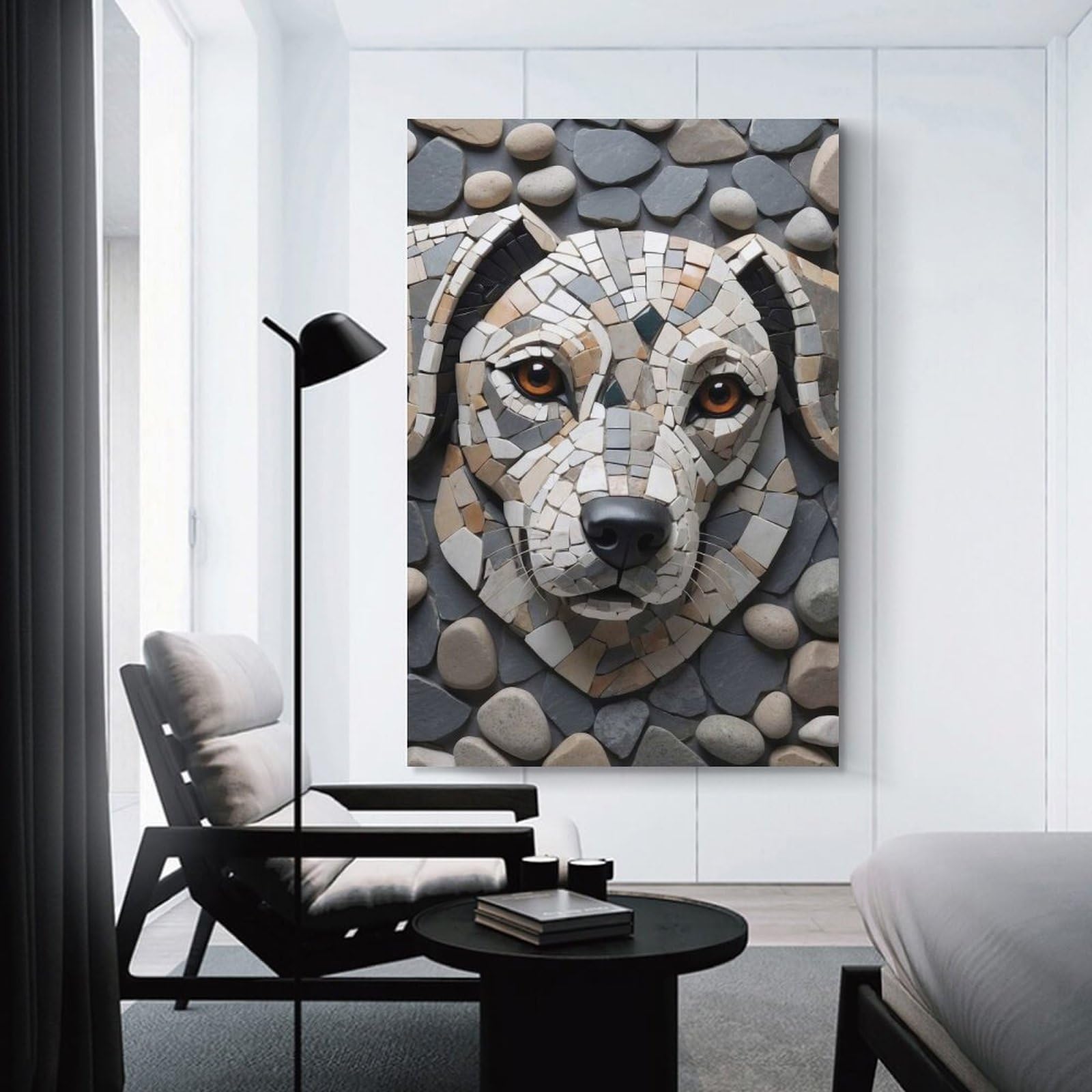 Junmoney Dog Mosaic Art Canvas Wall Decor, 24x36inch(60x90cm), for Gallery Wall Decor And Room Displays, Wall Decor Suited to Curated Displays