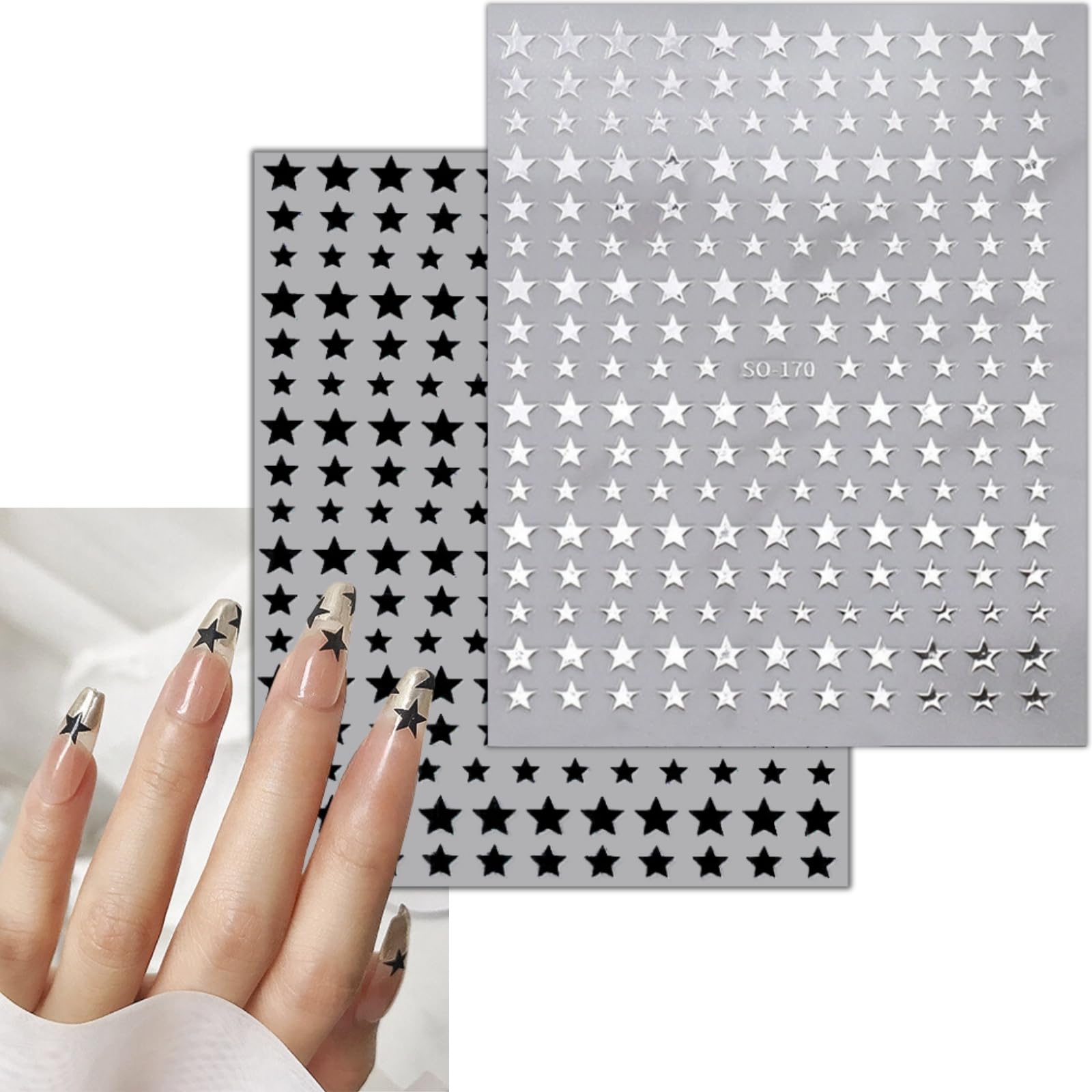 KEYRI 22 Blatt Nagelaufkleber – Monde, Sterne, Sonnen – Selbstklebend