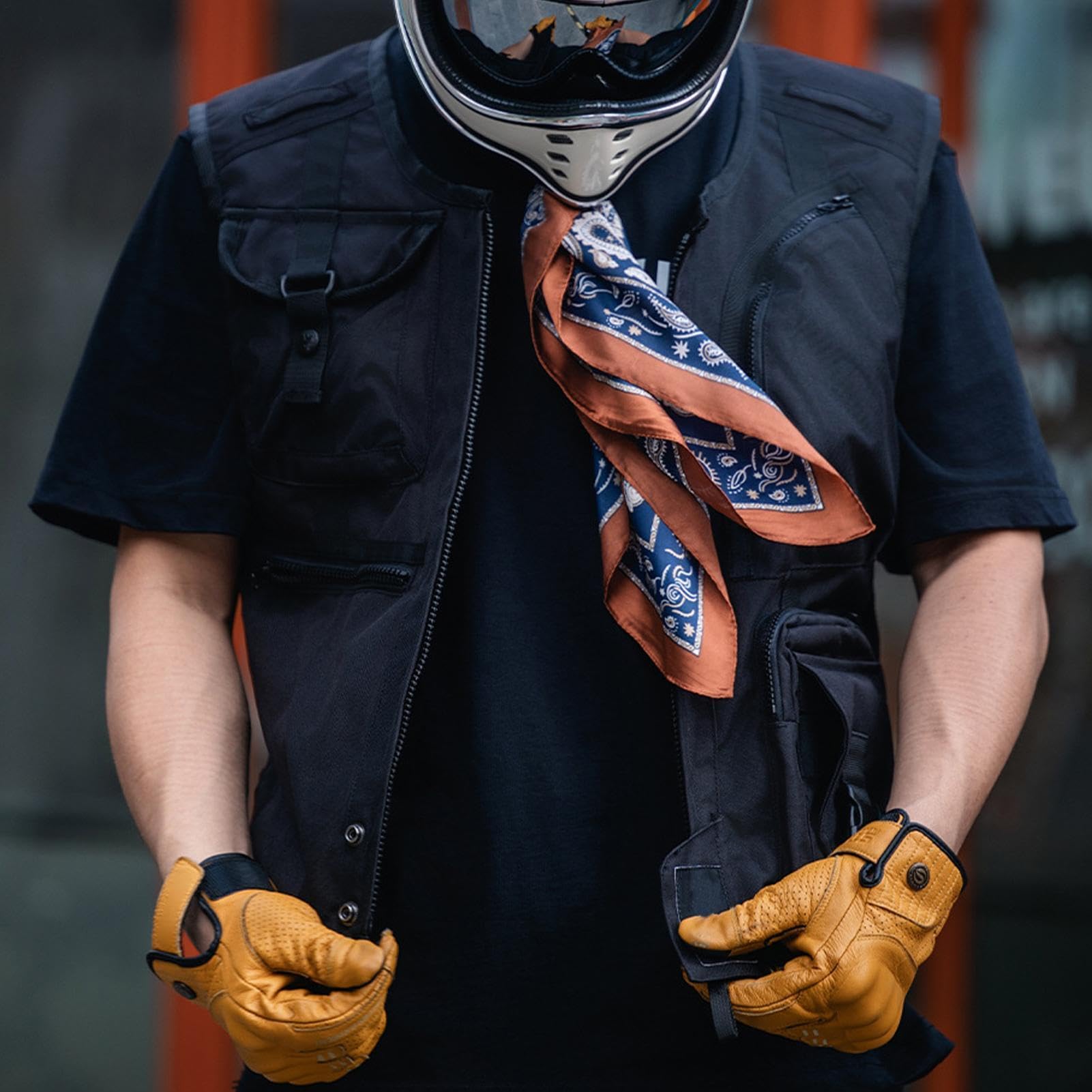Générique Gilet moto Design Multi-Poches Construction Légère | Gilet moto de transport Équipement de Sécurité Résistant à l'Usure, Trajet Urbain, Longue Distance, Randonnée, Alpinisme,