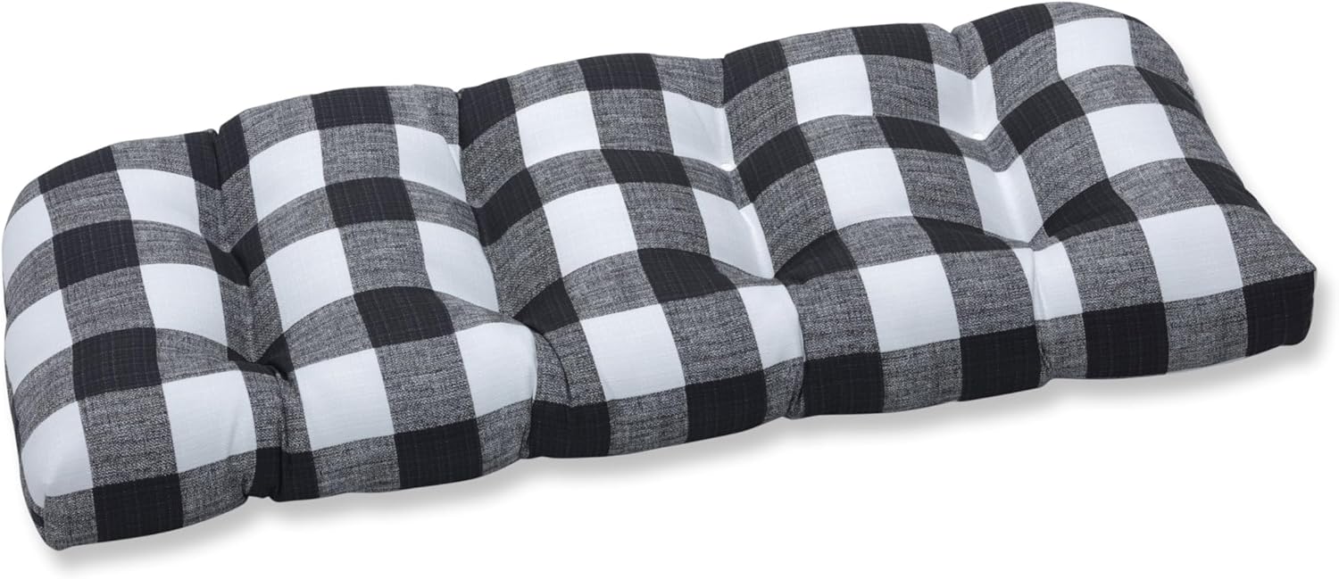 Pillow Perfect Outdoor/Indoor Anderson Matte Tufted Loveseat Cushion, 1 Count (Pack of 1), Black