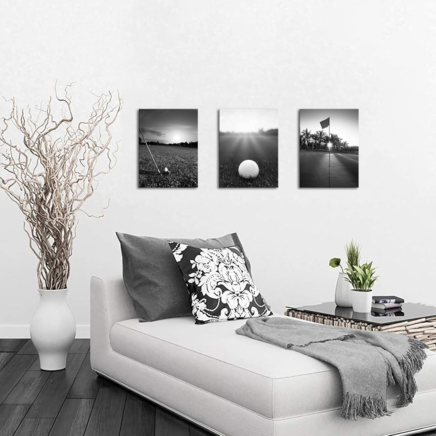 Artmyharbor Golf Canvas Wall Art for Living Room Decor Black White Golf Course Sport Picture Golfing Office Wall Decor - Image 2