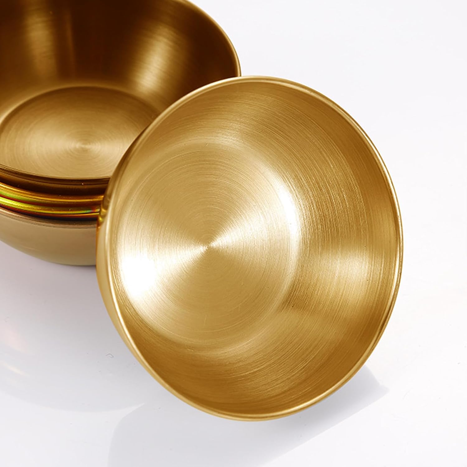 5 Pcs Gold Stainless Steel Sauce Dip Bowls，Mini Individual Saucers Bowl Round Seasoning Dishes Sushi Dipping Bowl Appetizer Plates