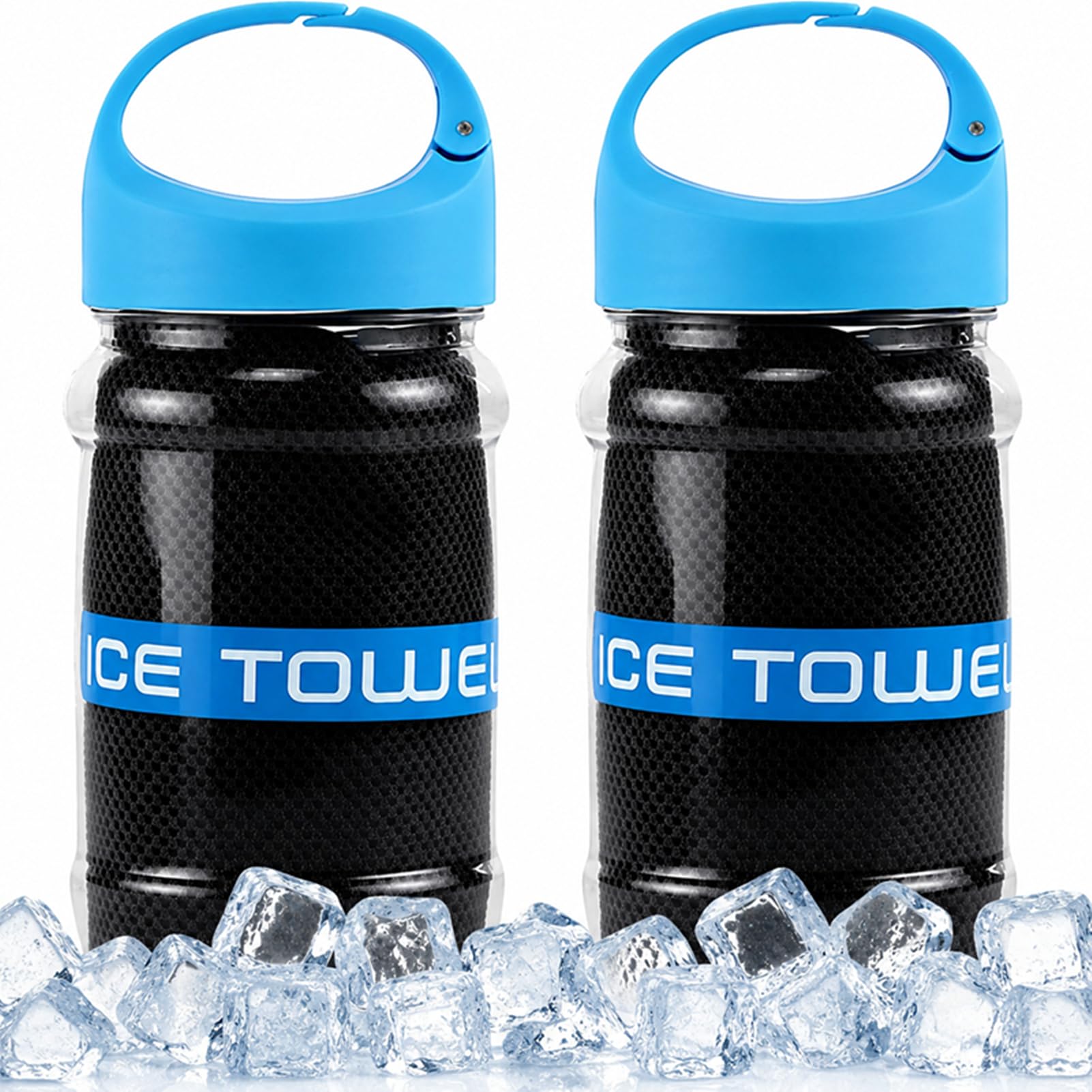 2 PACK Cooling Towel 100x30cm Microfiber Cool Ice Towel with Storage Bottle Sweat Towel for Neck and Face Yoga Sport Running Gym Fitness Microfiber Stay Cool