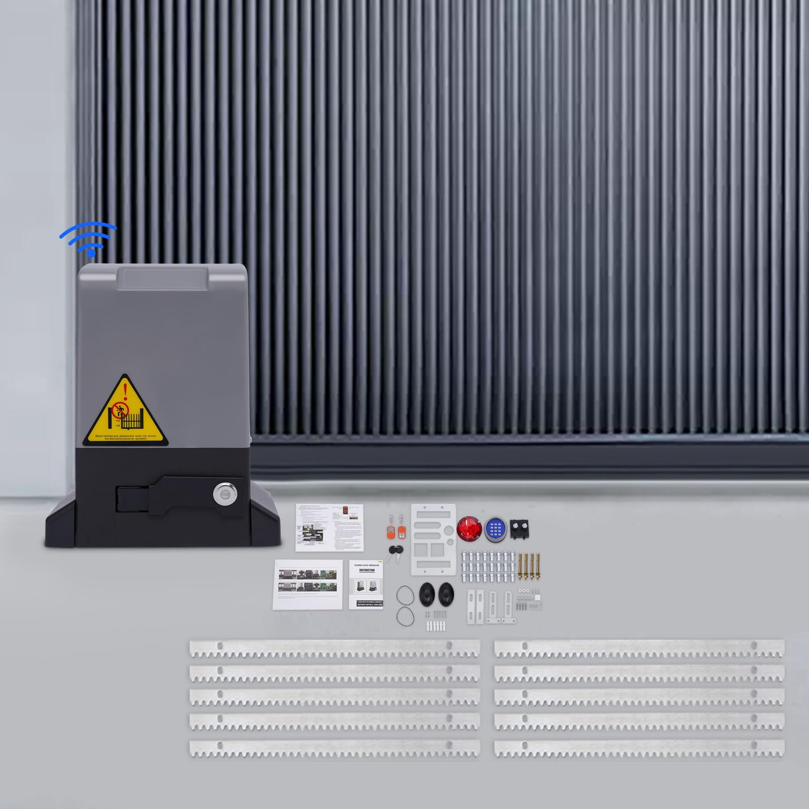 Actionneur de portail coulissant électrique, capacité de charge 800 kg, avec télécommande et fonction de fermeture automatique, convient pour jardins, maisons et espaces commerciaux