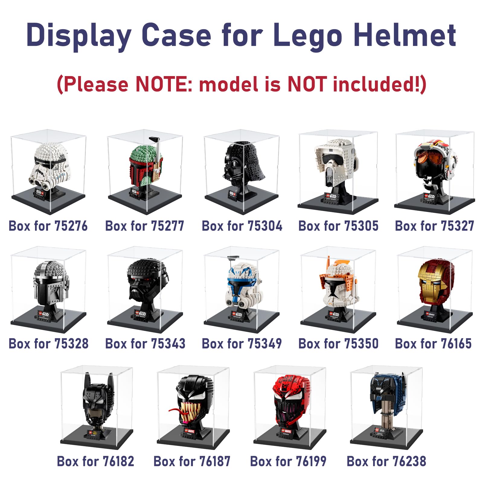 Nynelly Acrylic Display Case for Lego Star Wars Helmet Mandalorian Helmet for Lego R2D2 Models Figures - Image 3