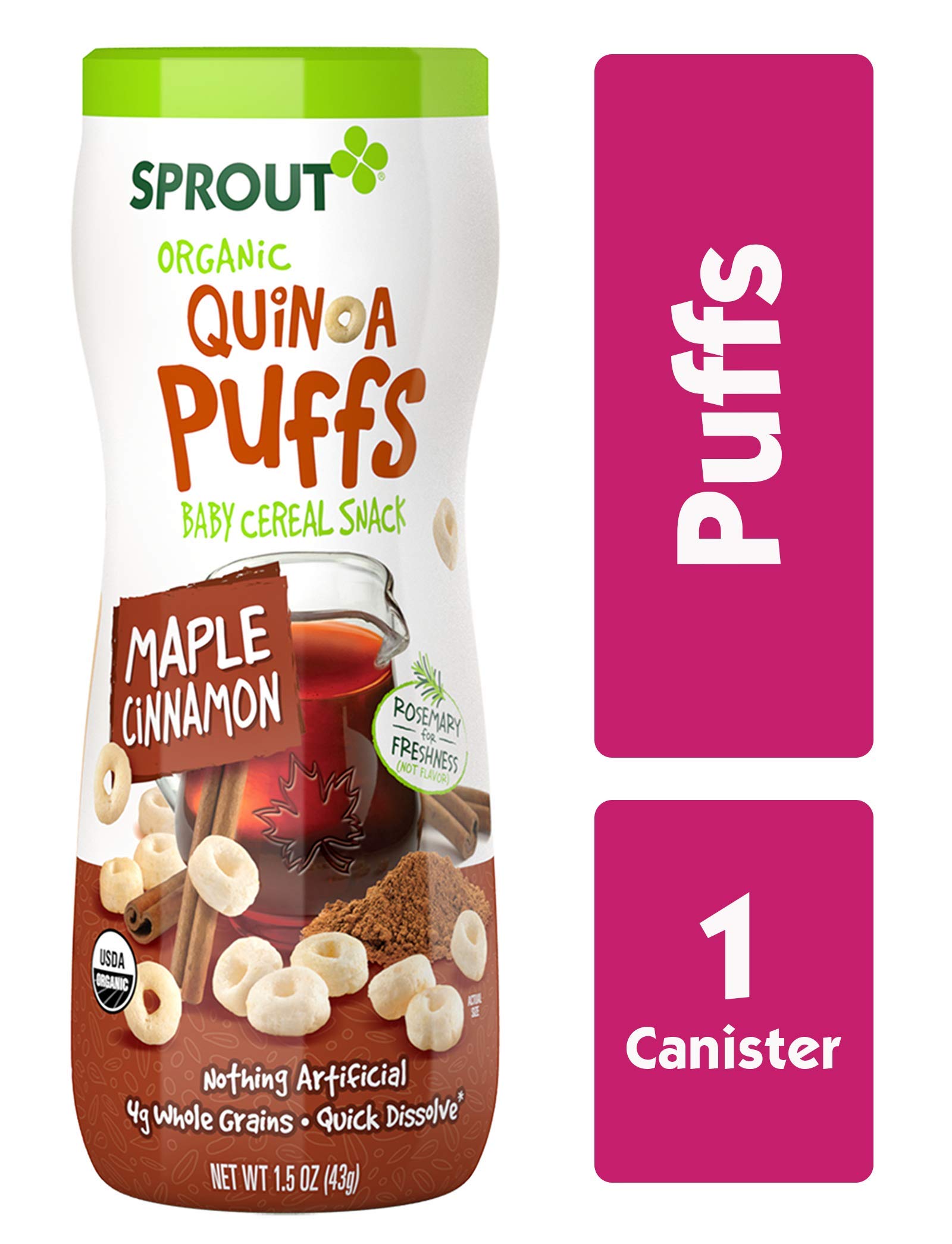 Sprout Organic Quinoa Puffs Baby Snacks Maple Cinnamon