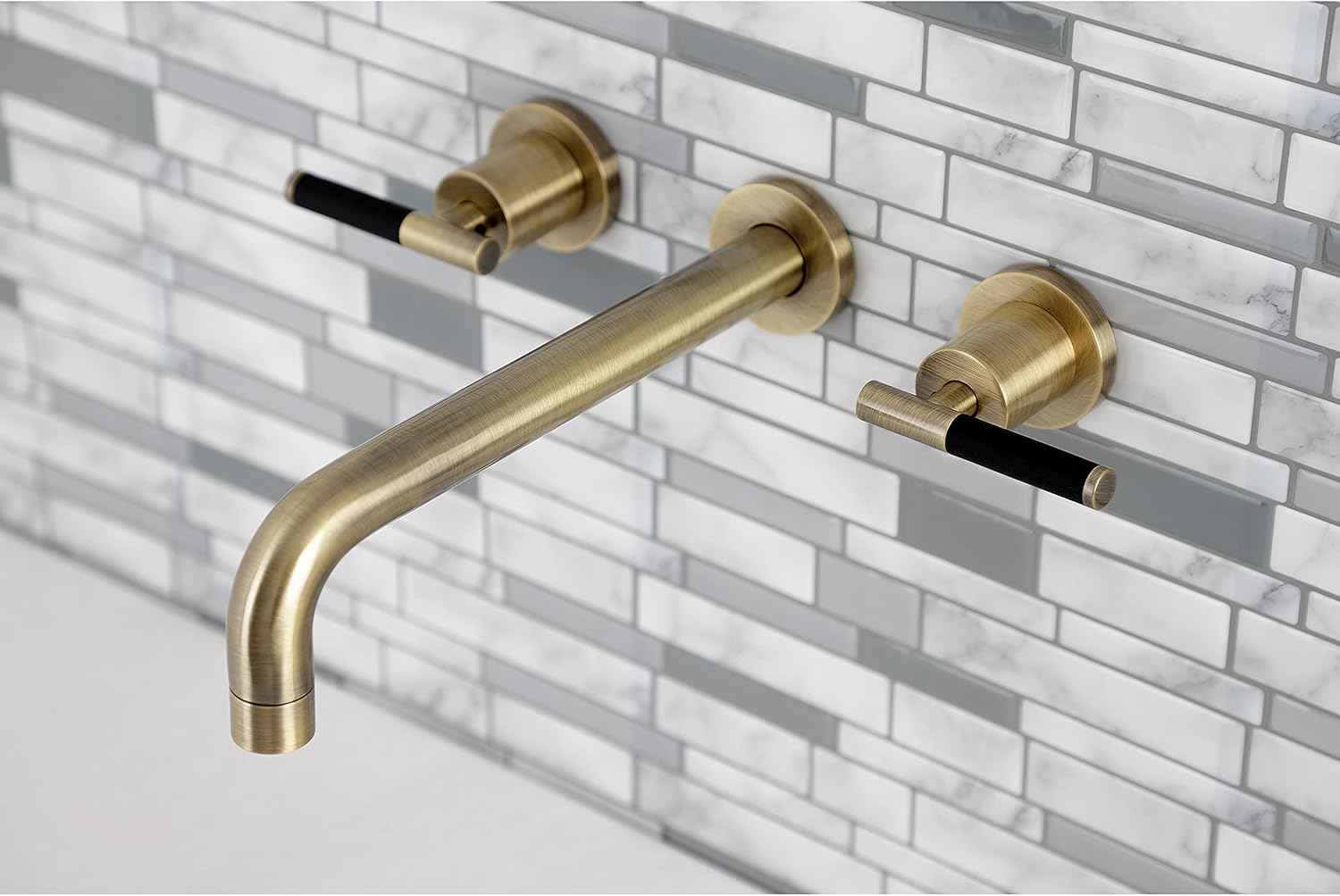 Kingston Brass KS8023CKL Kaiser 2-Handle Wall-Mount Roman Tub Faucet, Antique Brass