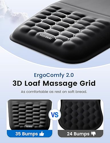 Miniatura 3 de Vaydeer - Alfombrilla de ratón ergonómica con reposamuñecas – Alfombrilla de ratón de espuma viscoelástica con soporte de muñeca y bulto de masaje,