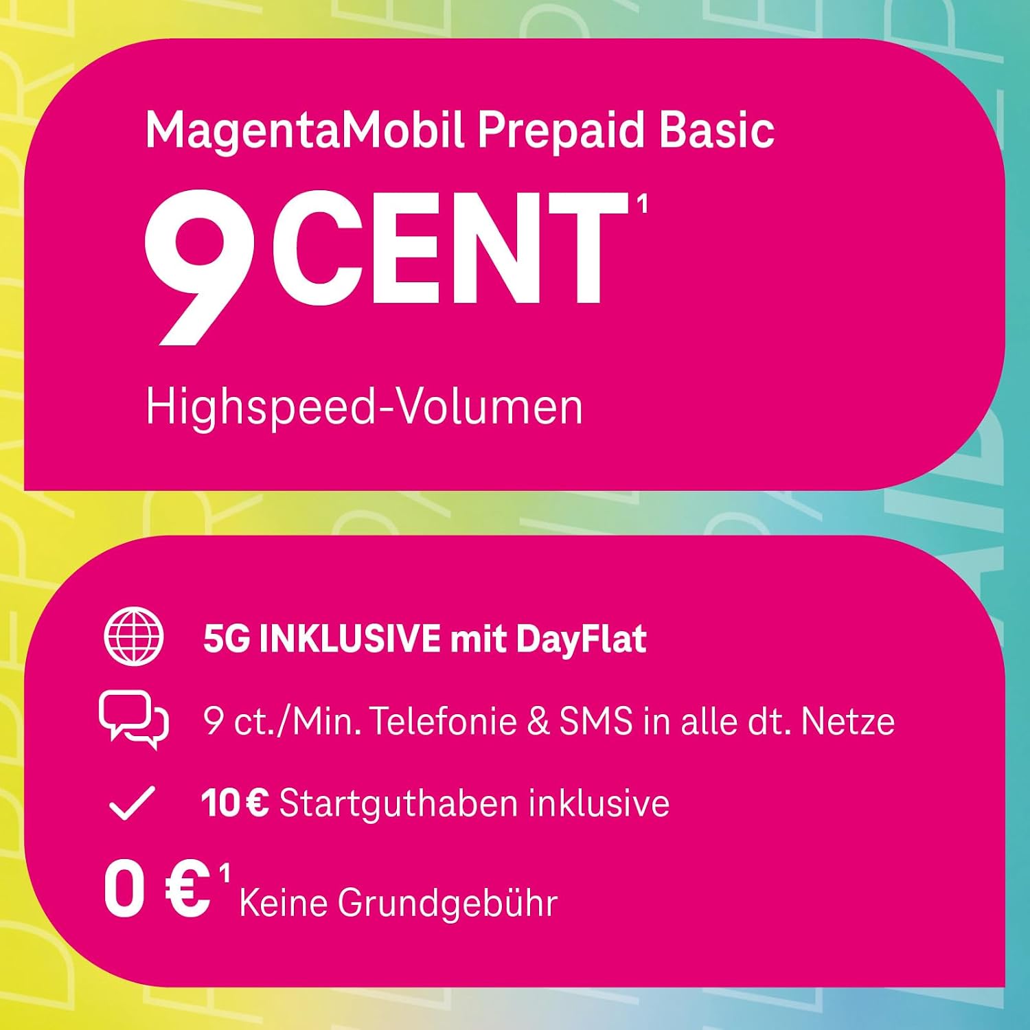 Telekom MagentaMobil Prepaid Basic | 9ct per minute/SMS in all German networks | Optional Dayflat (50 MB) available for mobile surfing I without contract commitment, full cost control I 10 EUR start