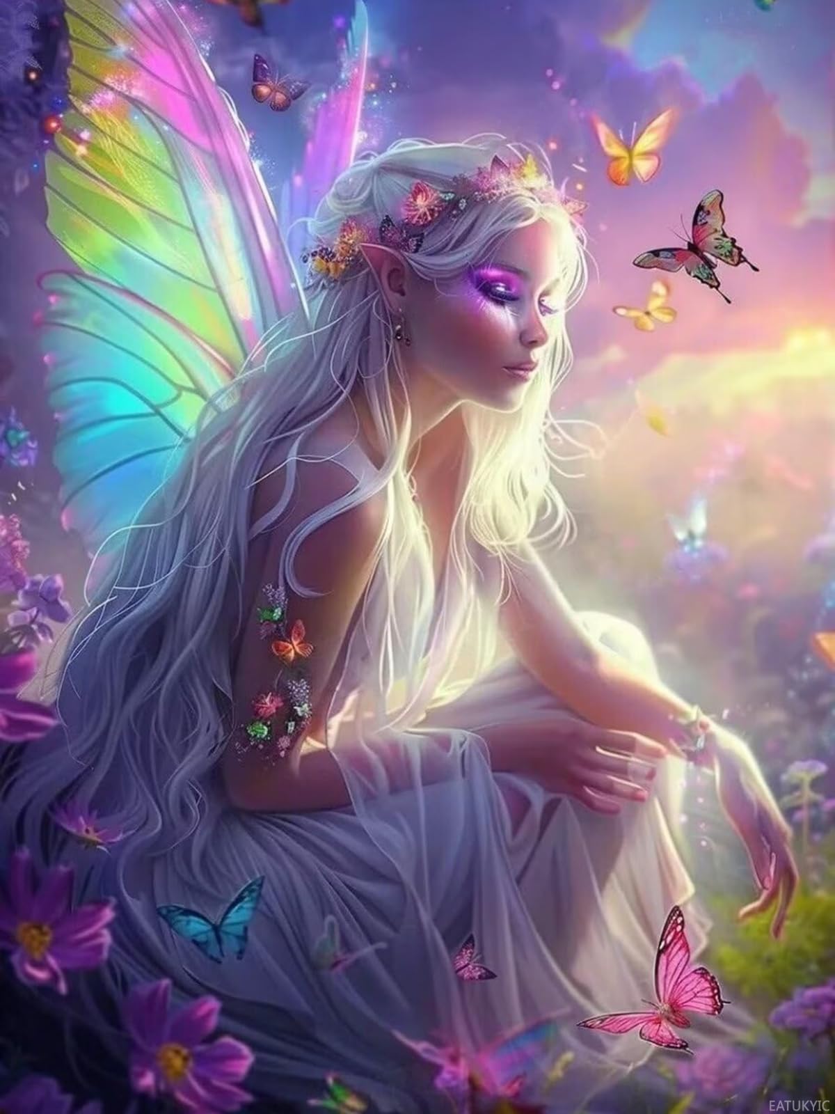 Kit Diamond Painting 5D Con Strass - Luna Viola 30x40 Cm - Per Adulti E Bambini - Foto 4