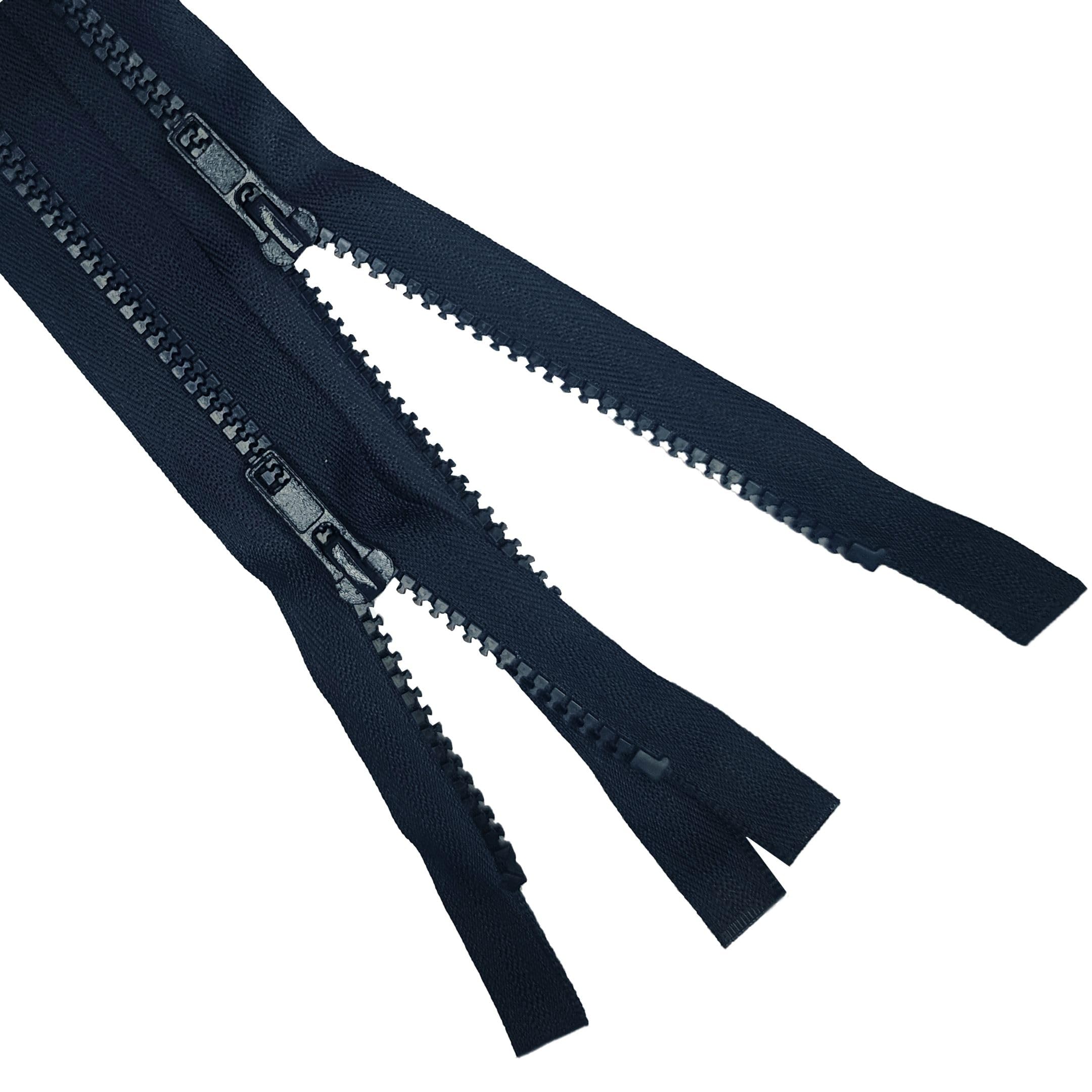YaHoGa 2 pezzi 78 cm cerniera plastica 5 mm divisibile chiusura lampo per giacche blu scuro