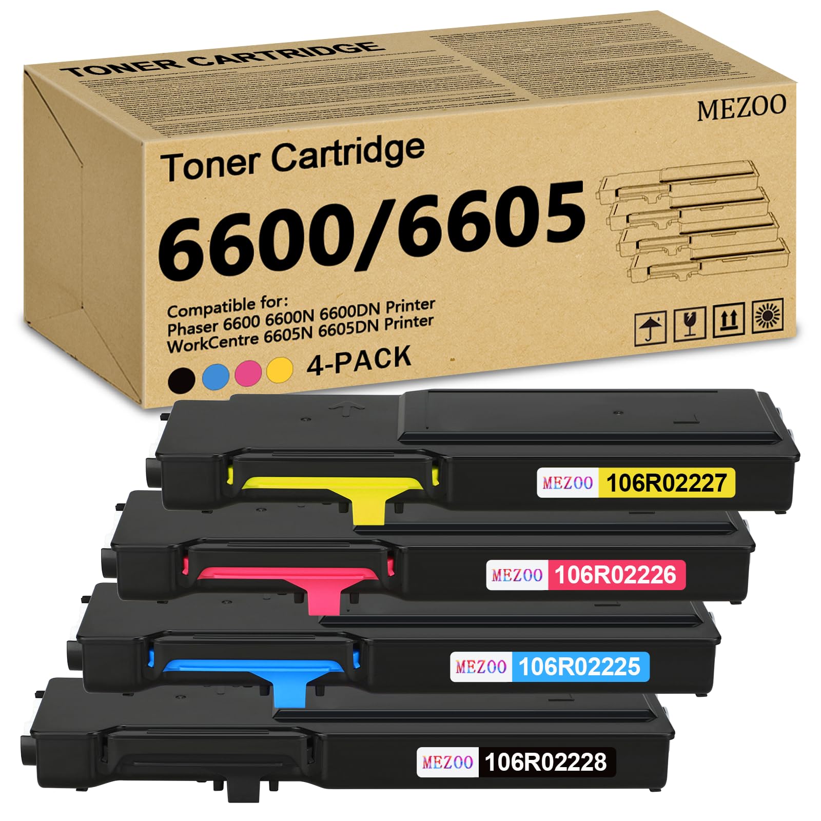 Phaser 6600 WorkCentre 6605 Toner Cartridge High Yield 106R02228 106R02227 106R02226 106R02225 Toner Compatible for Xerox Phaser 6600 6600N 6600DN