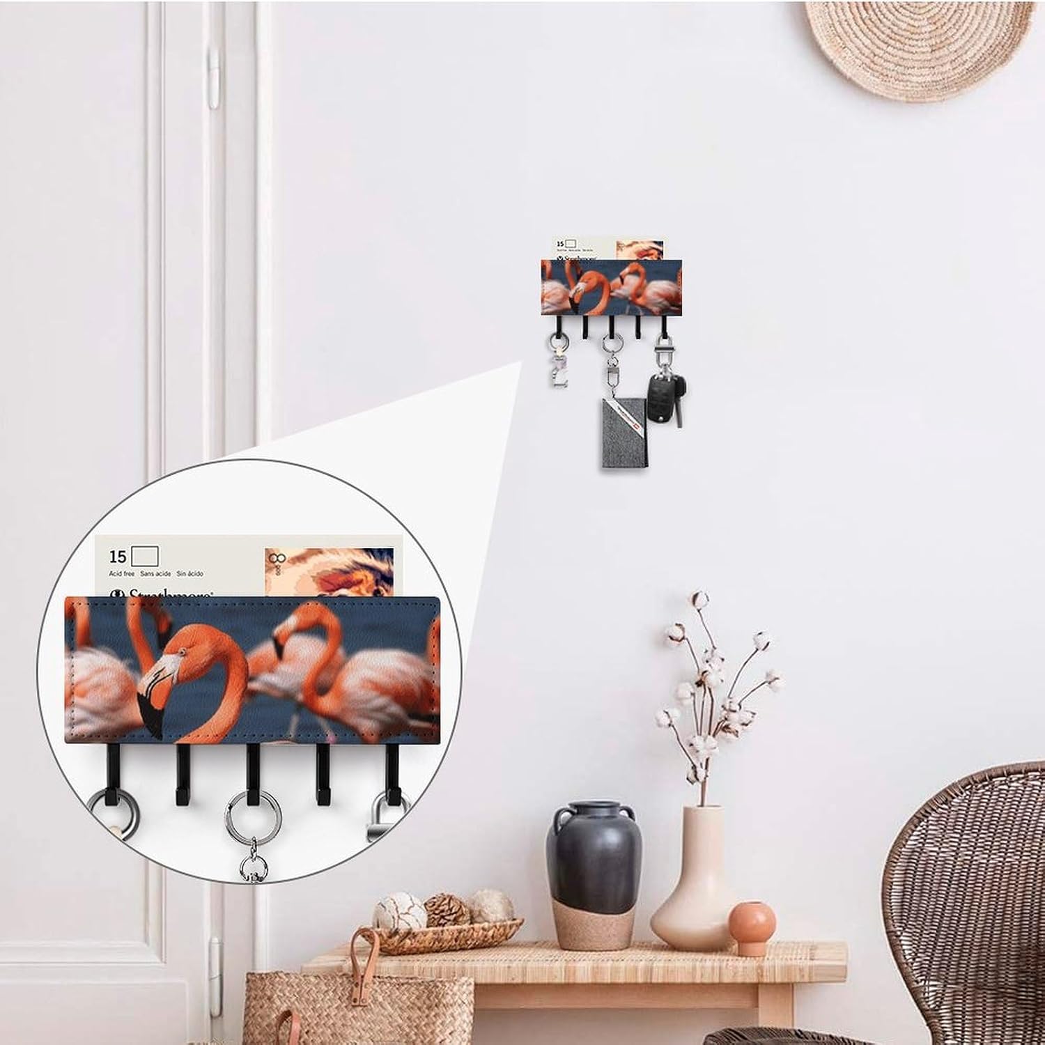 Flamingo Key Holder Wall Mounted, Adhesive Key Rack image 4