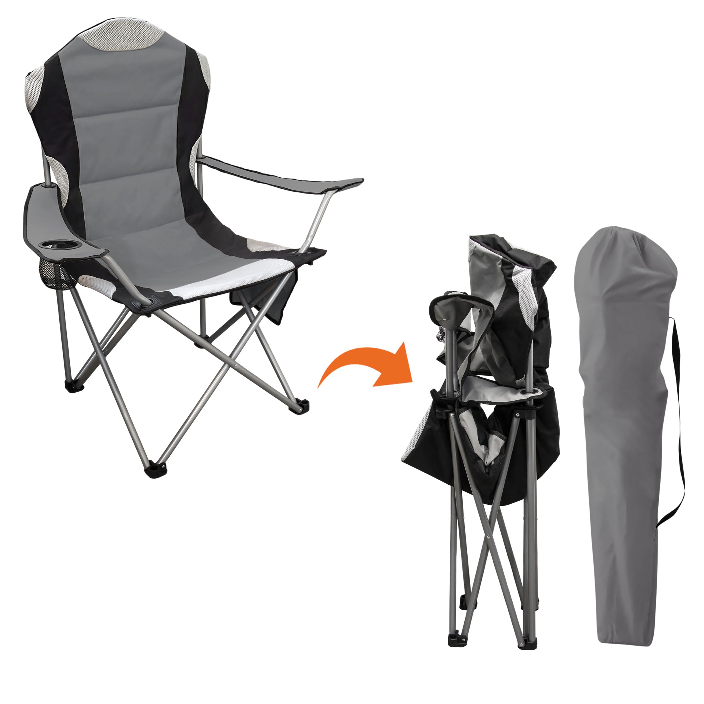 Spetebo Salon de camping 3 pièces avec table pliante en aluminium et sac de transport - Anthracite - Ensemble de table de jardin avec 2 chaises de camping jusqu'à 150 kg - Chaise de pêche d'extérieur