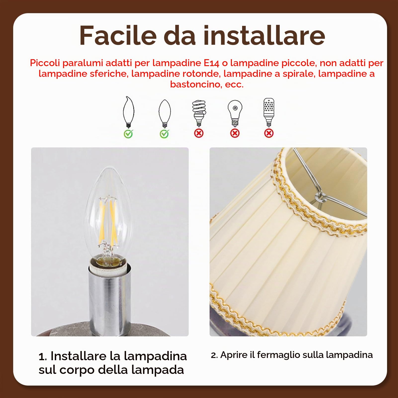Cyrank Set di 6 Paralumi per Lampadario Piccolo, Paralume Piccolo per Lampadario a Clip su Paralume per Lampadario Lampadine a Candela Accessori per L'illuminazione