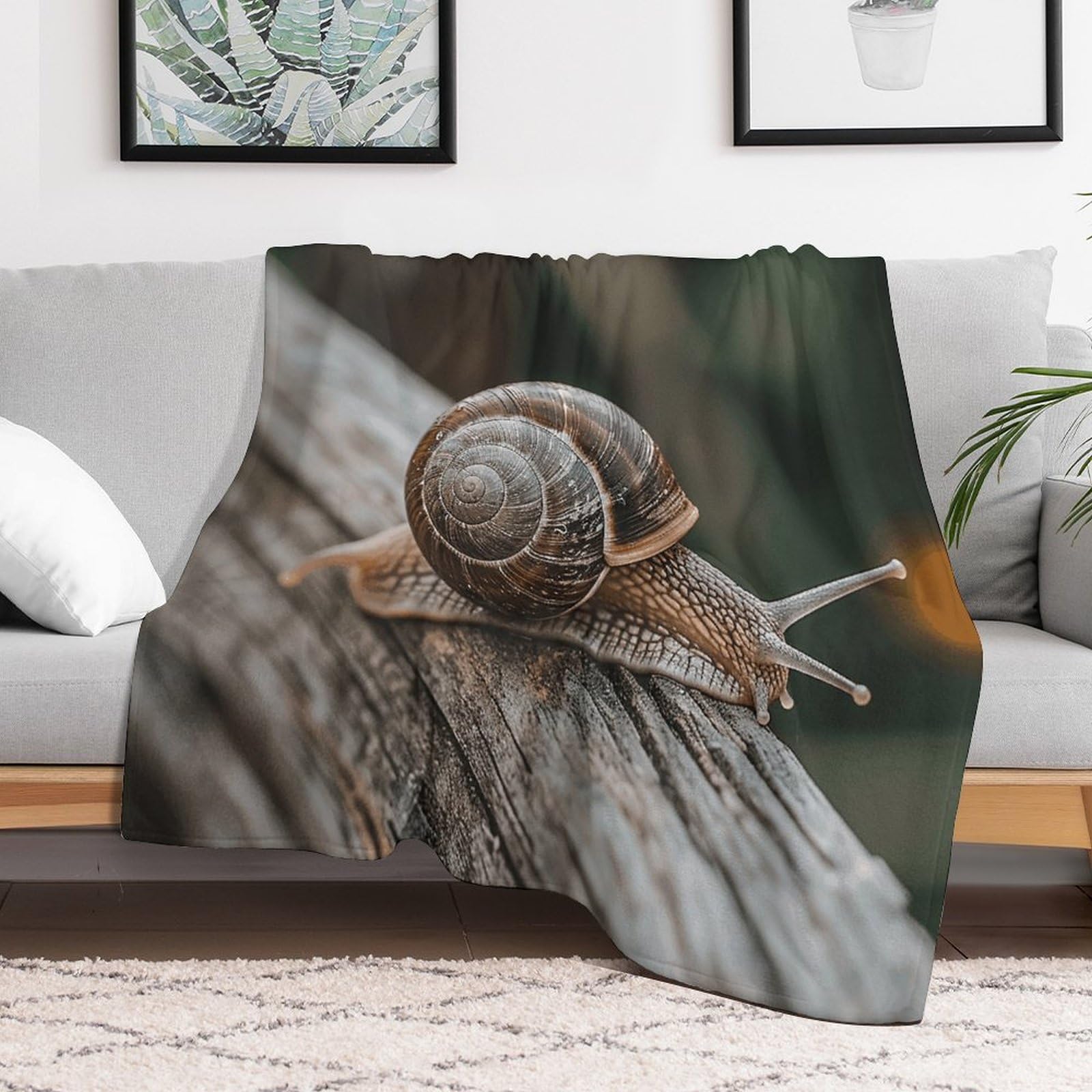 Couverture lit escargot rampant en micro polaire douce et plaid flanelle toutes saisons