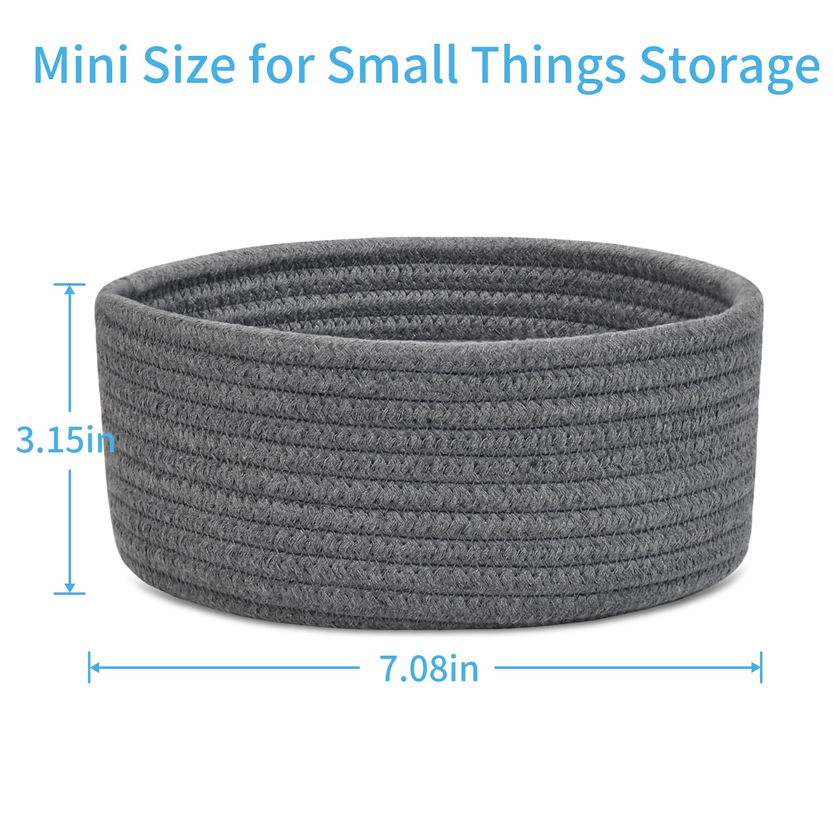 ABenkle 2 Pack Small Baskets, Cotton Rope Woven Basket, Cute Mini Tiny Storage Baskets, Decorative Boho Basket for Nursery Living Room Bedroom Shelf, Empty Gift Basket