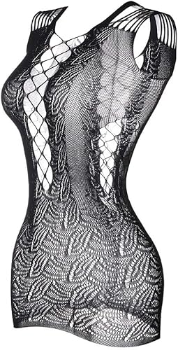 Lencería de malla para mujer, mini vestido babydoll de malla, talla libre