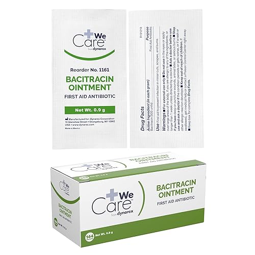 Dynarex Ungüento tópico de bacitracina USP Suministros para el cuidado de heridas de primera respuesta para cortes menores, rasguños y quemaduras