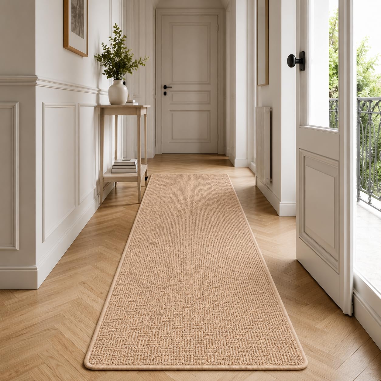 KARAT Tapis de Couloir Beige, 80 x 150 cm, Monaco - Bouclé Antidérapant et Antistatique - Tapis Long pour Cuisine, Entrée, Couloir et Pièce de Vie