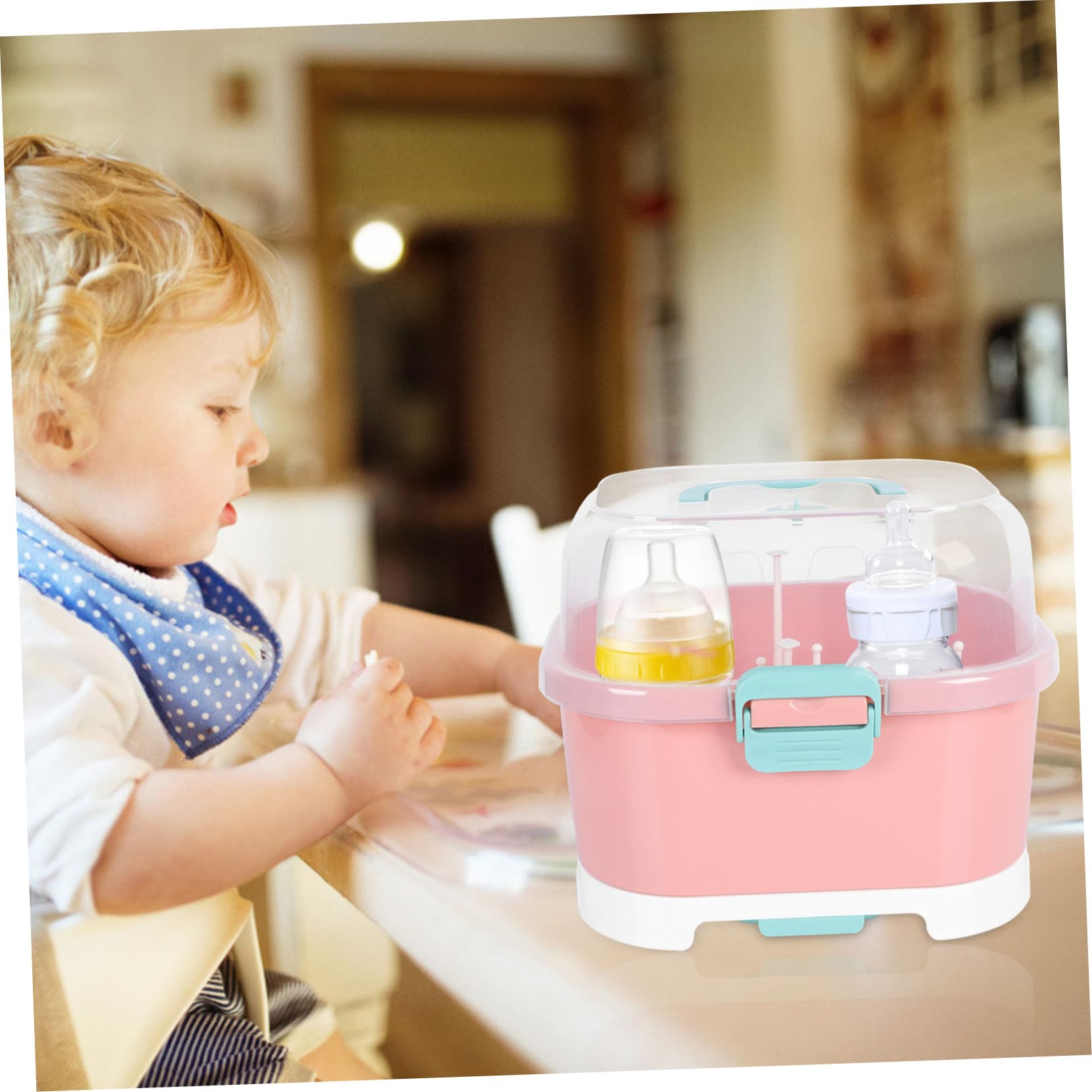 Estante Secado Biberones con Transparente y Bandeja Escurridor Reversible para Biberones y Tetinas Secador Botellas de Alta Capacidad para Bebés Diseño Duradero y Fácil Limpieza