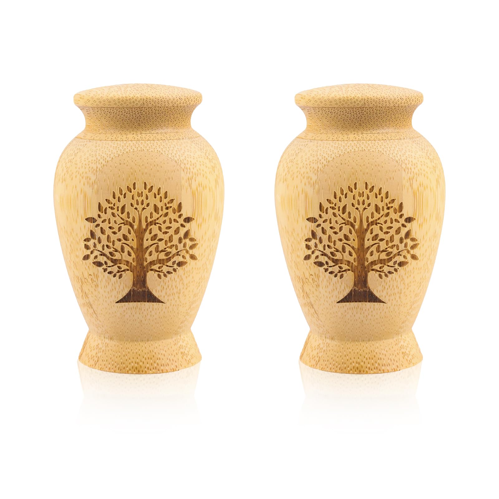 Small Urns For Ashes, Ashes Keepsake, Wooden Urn, Adult Small Urn Tube Keepsake, Human Male Female Pet Dog Cat Ashes (Tree of Life 2PCS)