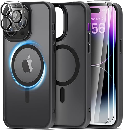 Funda magnética 4 en 1 para iPhone 13 Pro Max incorporado, 2 protectores de pantalla + protector de lente, accesorios MagSafe Supprot, funda de