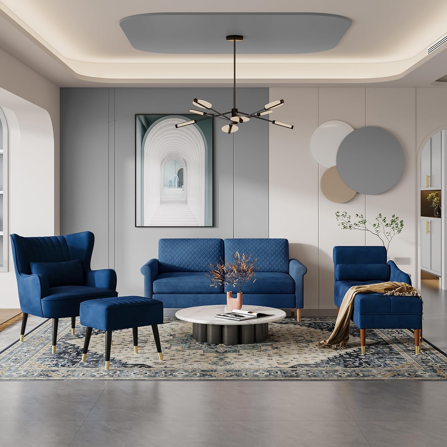Vesgantti Velvet Chaiselongue, Indoor Lounge Sofa mit linker Armlehne und Lendenkissen, Recamiere für Wohnzimmer, Schlafzimmer und Büro, Samt Loungesessel 149.5 x 54 x 76CM