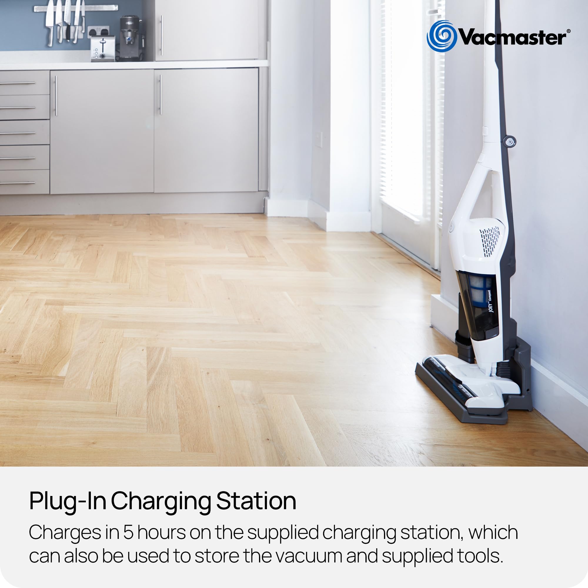 Vacmaster Aspiradora sin Cable 2 en 1 30 min 20V HEPA 13 sin Bolsa Pelo | Filtro HEPA 13, ligero, suelos duros, alfombras, pelo de mascotas, sin bolsa VSD1801EU