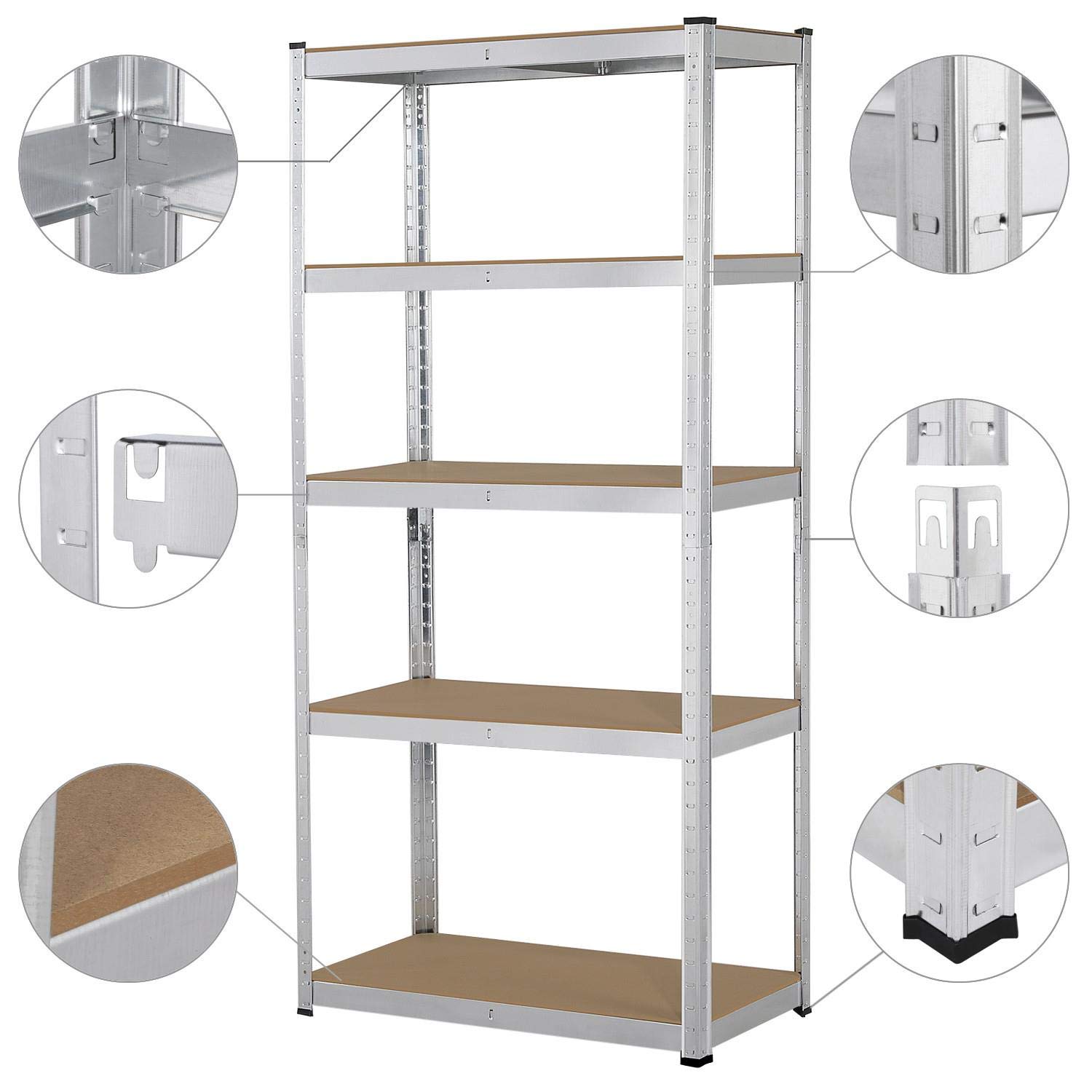 Yaheetech 2X Lagerregal 180 x 90 x 40 cm Schwerlastregal Steckregal 875kg Metallregal 5 MDF-Platten Kellerregal Werkstattregal