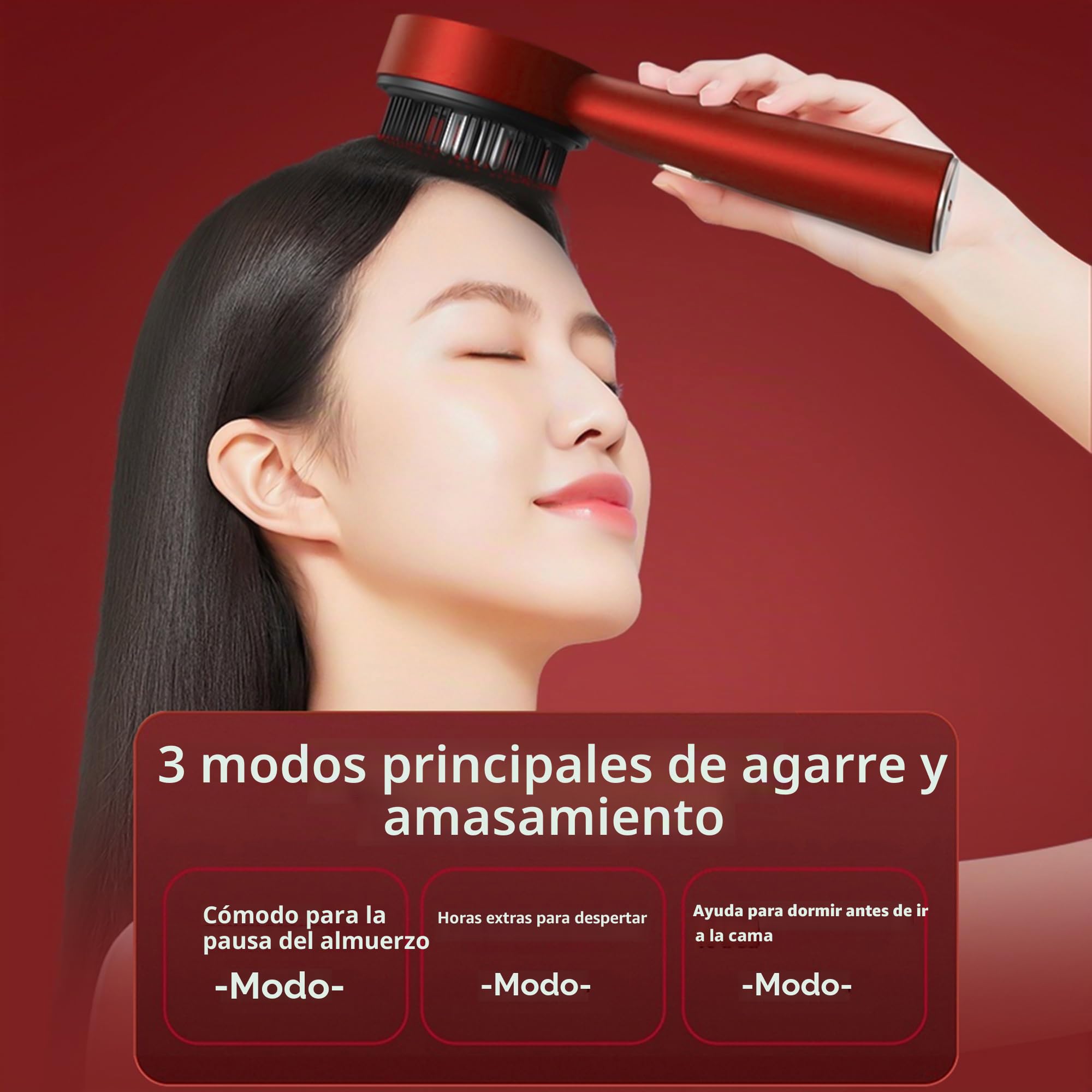 Masajeador de pelo luz roja cepillo de masaje cuero cabelludo eléctrico peine cepillos de pelo cabeza (}