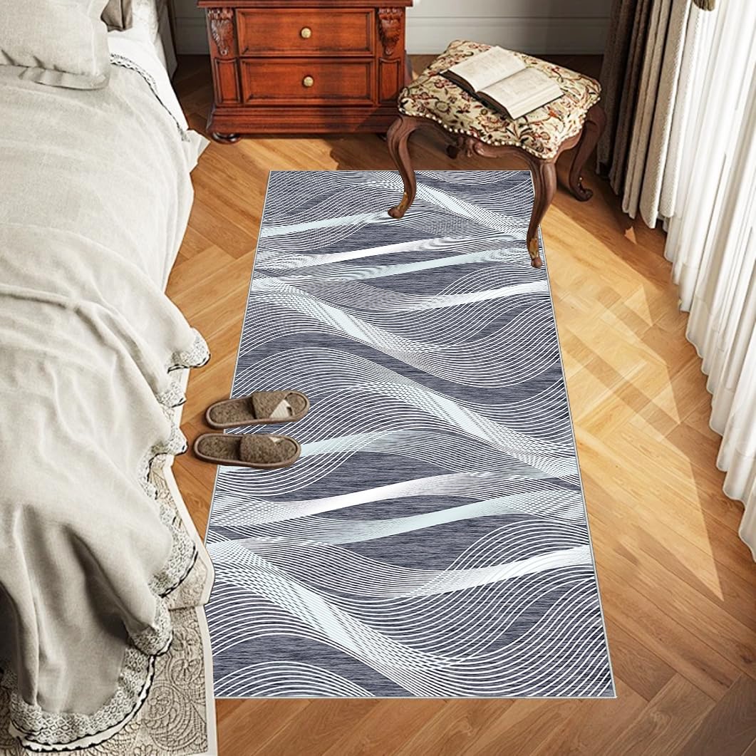 Dywan kuchenny, nadający się do prania, chodnik do przedpokoju, antypoślizgowy chodnik na korytarz, 110 x 600 cm, niskie runo, wycieraczka podłogowa, chłonny chodnik do przedpokoju, sypialni, łazienki