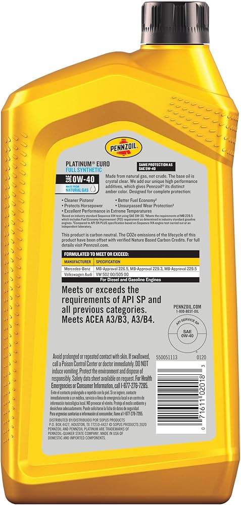 Amazon.com: Pennzoil Platinum Euro Full Synthetic 0W-40 Motor Oil Amazon.com: Pennzoil Platinum Euro Full Synthetic 0W-40 Motor Oil