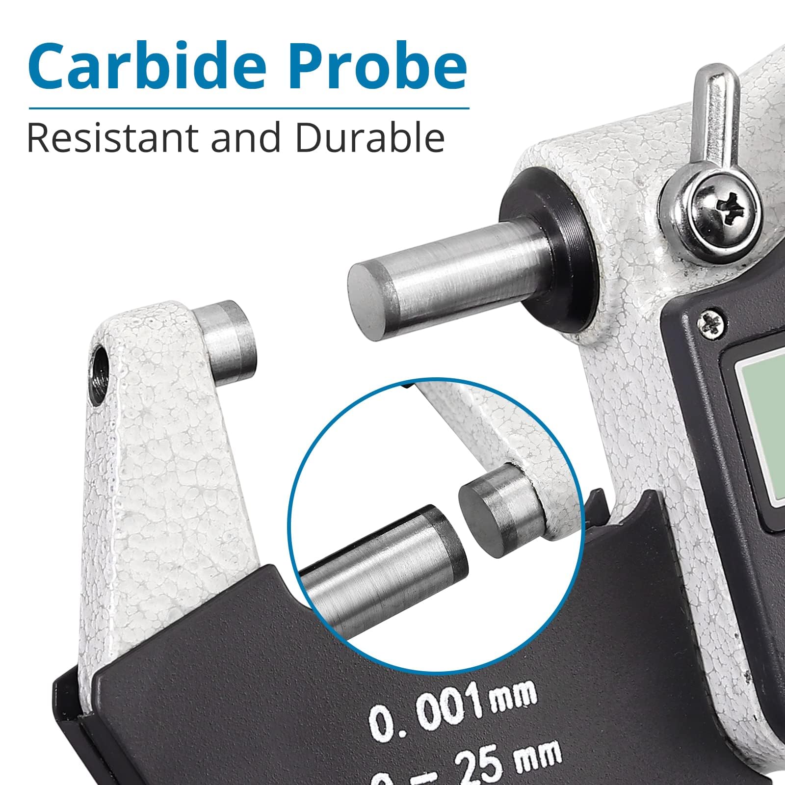 AUTOUTLET Micrometer Digitale Bügelmessschrauben 0-25 mm/ 0.001mm(0.00005"), LCD Digitale Mikrometer Mikrometerschieber Zoll/Metrische Messung, Hohe Präzision Messwerkzeug Mikrometer