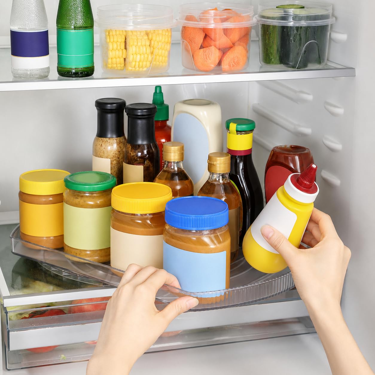 drehteller aufbewahrung ROWNYEON Kühlschrank Organizer Rechteckig,360° Drehplatte Kühlschrank,Lazy Susan Drehteller Fridge Organizer Drehbar,Gewürzregal Drehbar für Küchen Organizer,41,9cm Elektro-Großgeräte Motor:Shengyi Rear Wähle Dein bevorzugtes Gewicht:5-5.5 kg Stifthalter für den schreibtisch