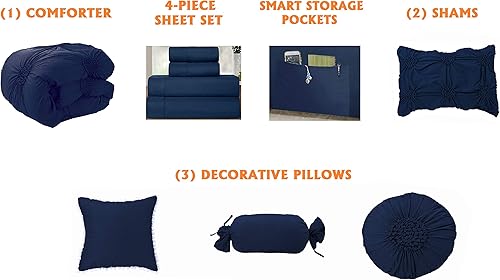 Miniatura 4 de Elegant Comfort Luxurious, Softest, Coziest 10-Piece Bed-in-a-Bag Sunflower Comforter, Silky Soft Complete Set Includes Bed Sheet Set with Double