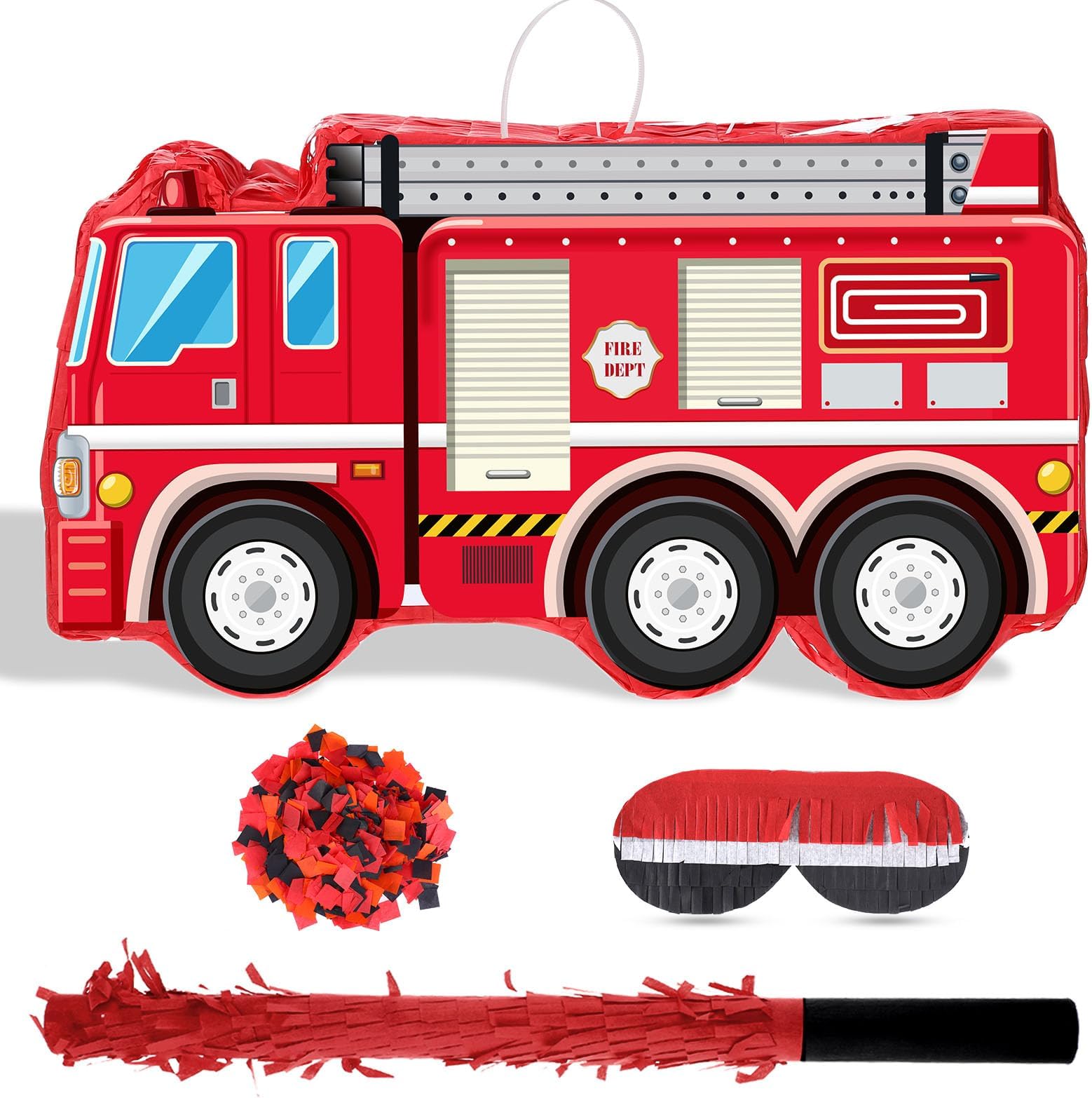 Sponsored Ad - Fire Truck Piñata with Hanging Loop Blindfold Bat and Confetti Filler for Kids Boys Firefighter Firetruck Theme Birthday Party Decorations Supplies, 16.14 x 8.9 x 3.15 Inches