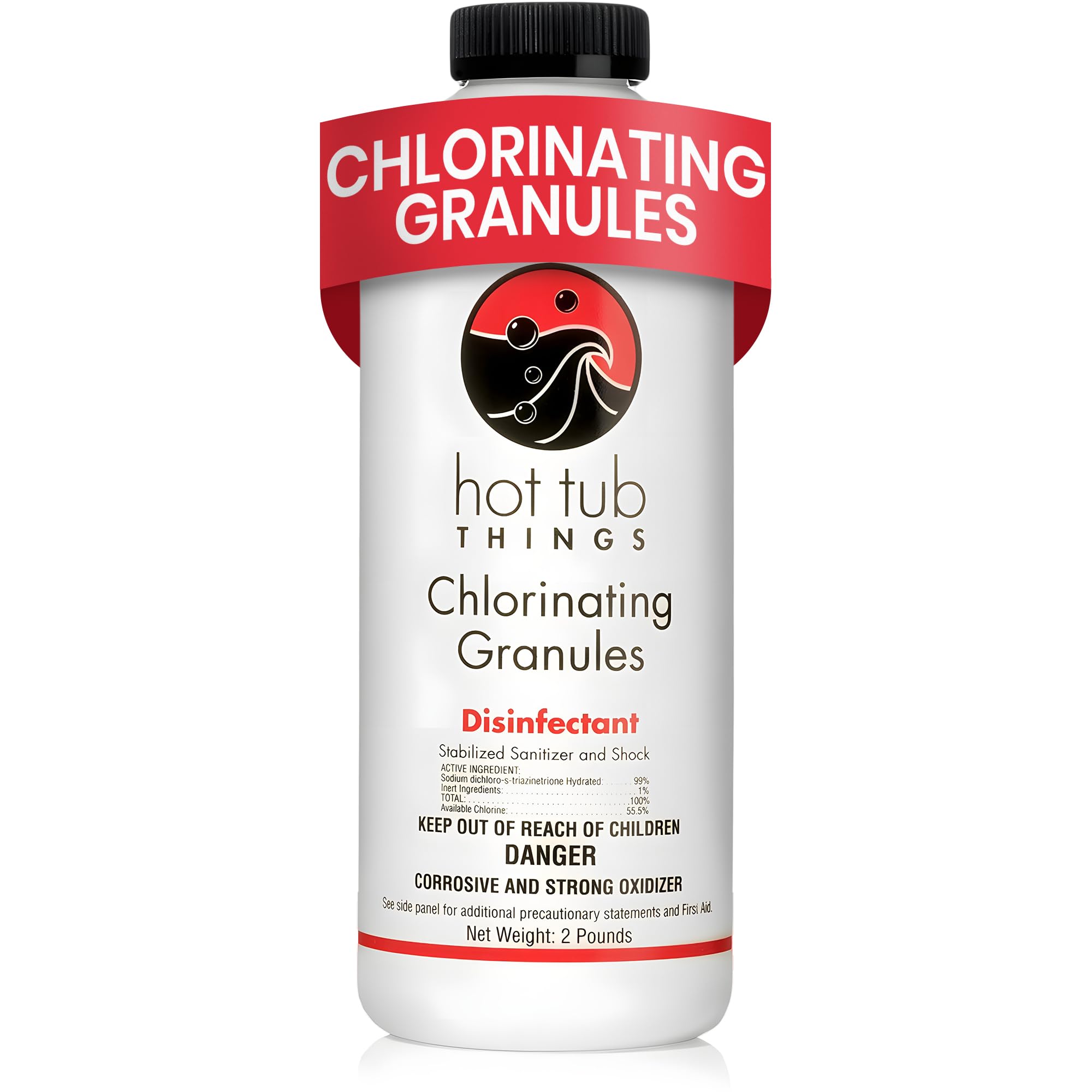Hot Tub ThingsChlorine Granules, Effective Spa Water Disinfectant and Oxidizer, Quick-Dissolving Chlorinating Concentrate for Clean, Crystal-Clear Water - 2 lbs