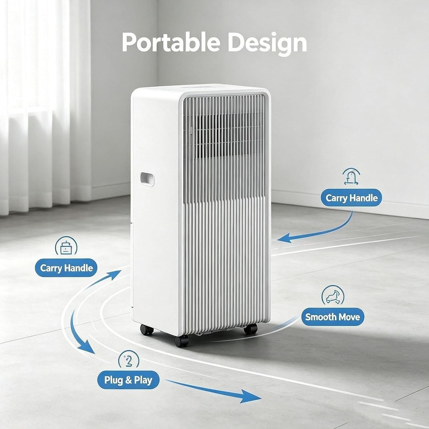 10000 BTU Raffreddatore Daria Portatile con Telecomando, Condizionatore Silenzioso, Ventola Regolabile, Deumidificatore con Kit Tubo di Scarico per Finestra, Style 5, 10000 BTU