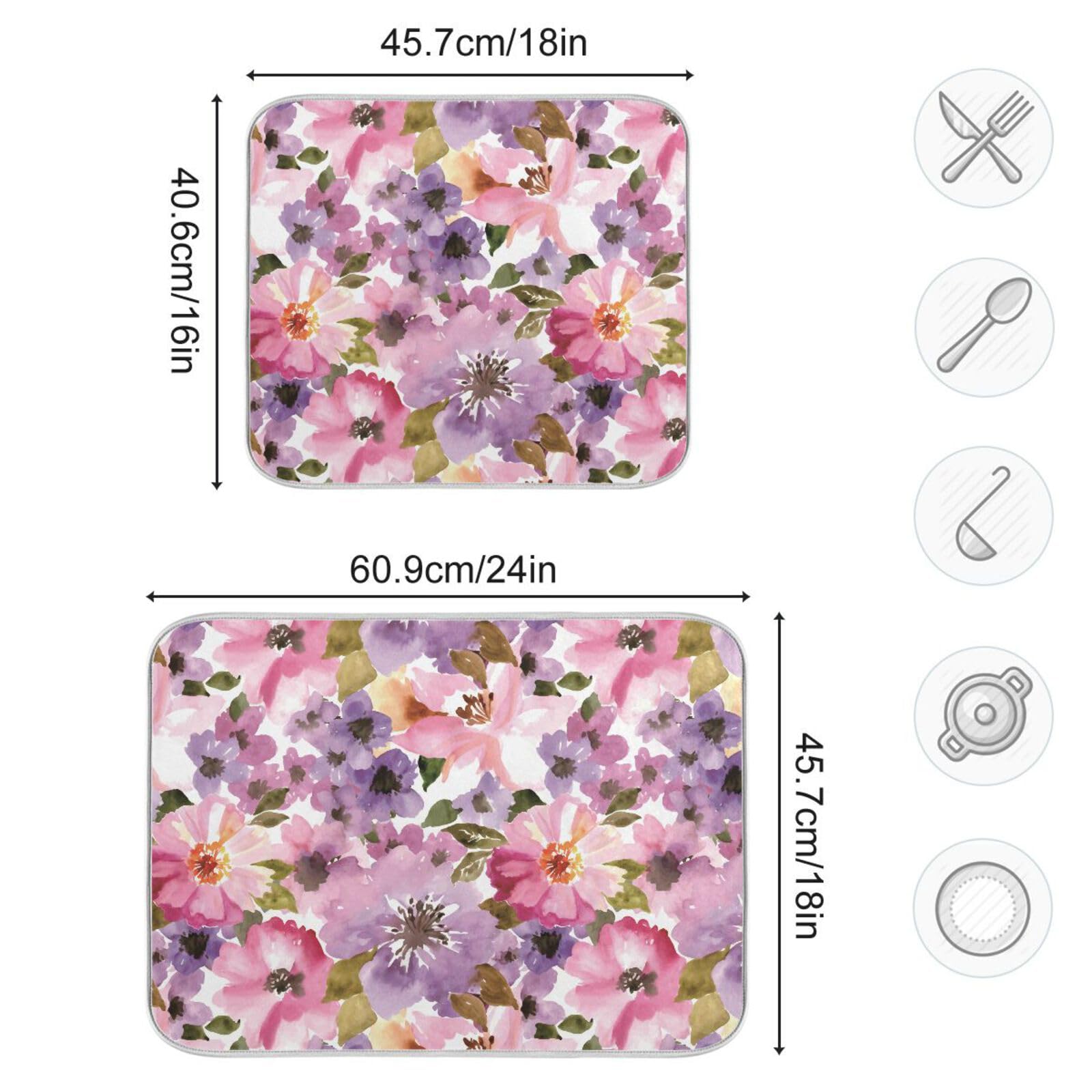 Blumen Abtropfmatte Für Küche - Saugfähig, 45.7x61 Cm, Mikrofaser, Maschinenwaschbar