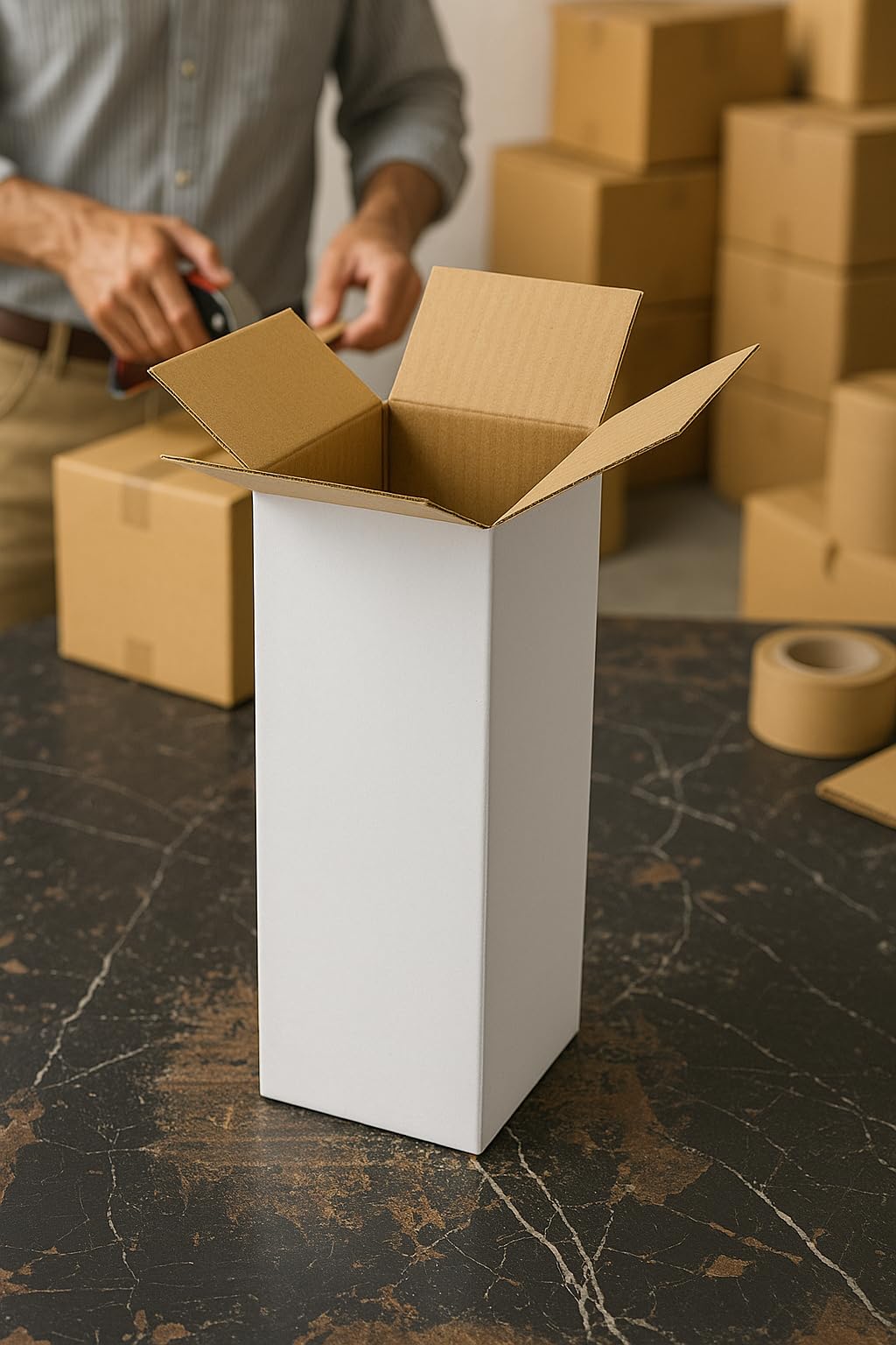 White Mailer Gift Box Size: 3.5 x 3.5 x 11 Inches, Small Paperboard Gift Boxes for Bottle, Crystal Tree, Umbrellas Packing, Pack of 20-image-46