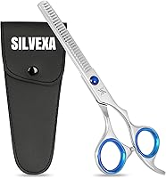 SILVEXA 6" Professional Hair Thinning Shears - 28 Teeth 420C Stainless Steel Salon Scissors, Blunt Tip Safety, Blue Tension Screw & Ergonomic Grip