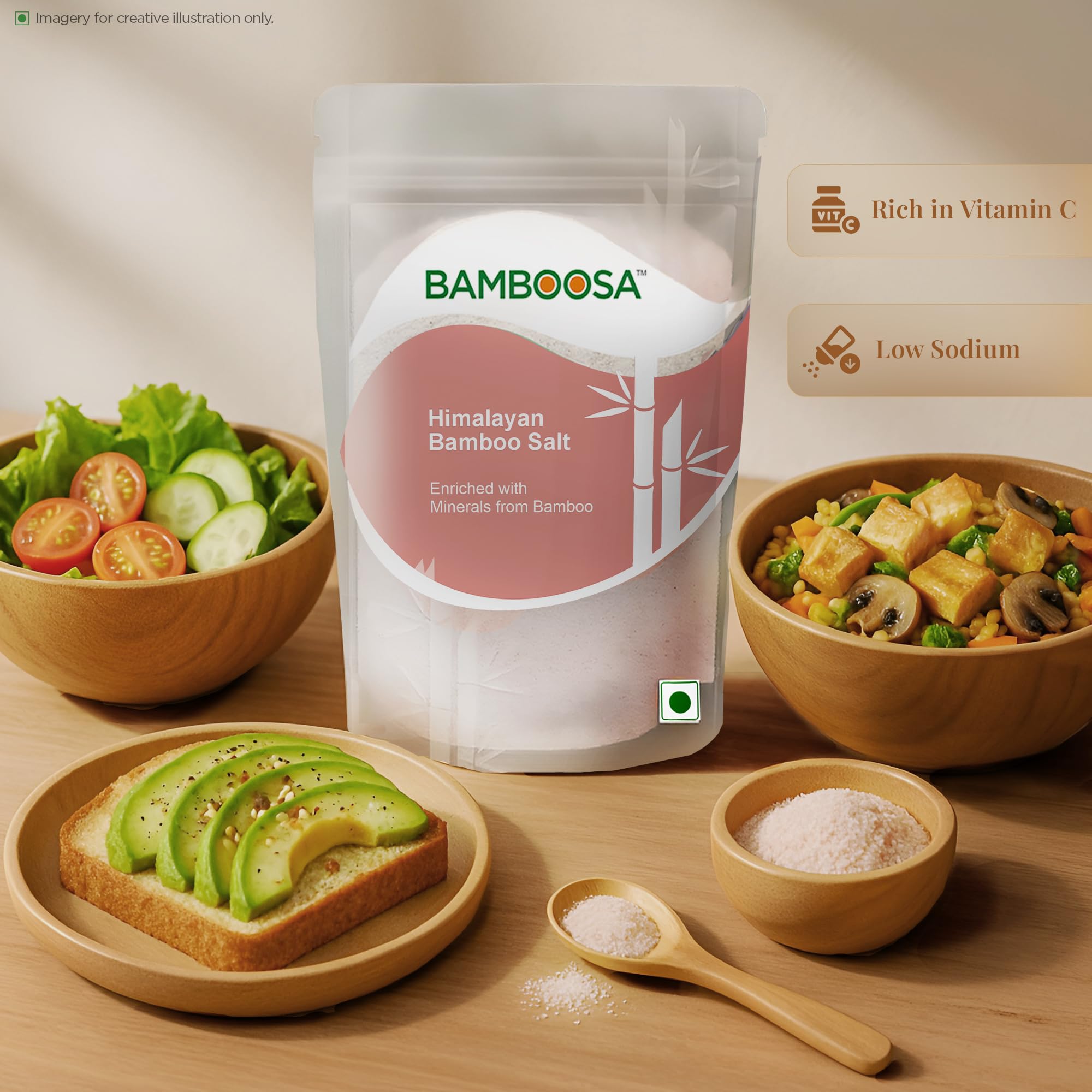BAMBOOSA Himalayan Bamboo Salt 500g | Naturally Iodised Himalayan Salt | Roasted in Bamboo for 70+ Trace Minerals | Alkaline, Mineral Rich, Low Sodium Salt for Healthy Cooking - Image 2 thumbnail