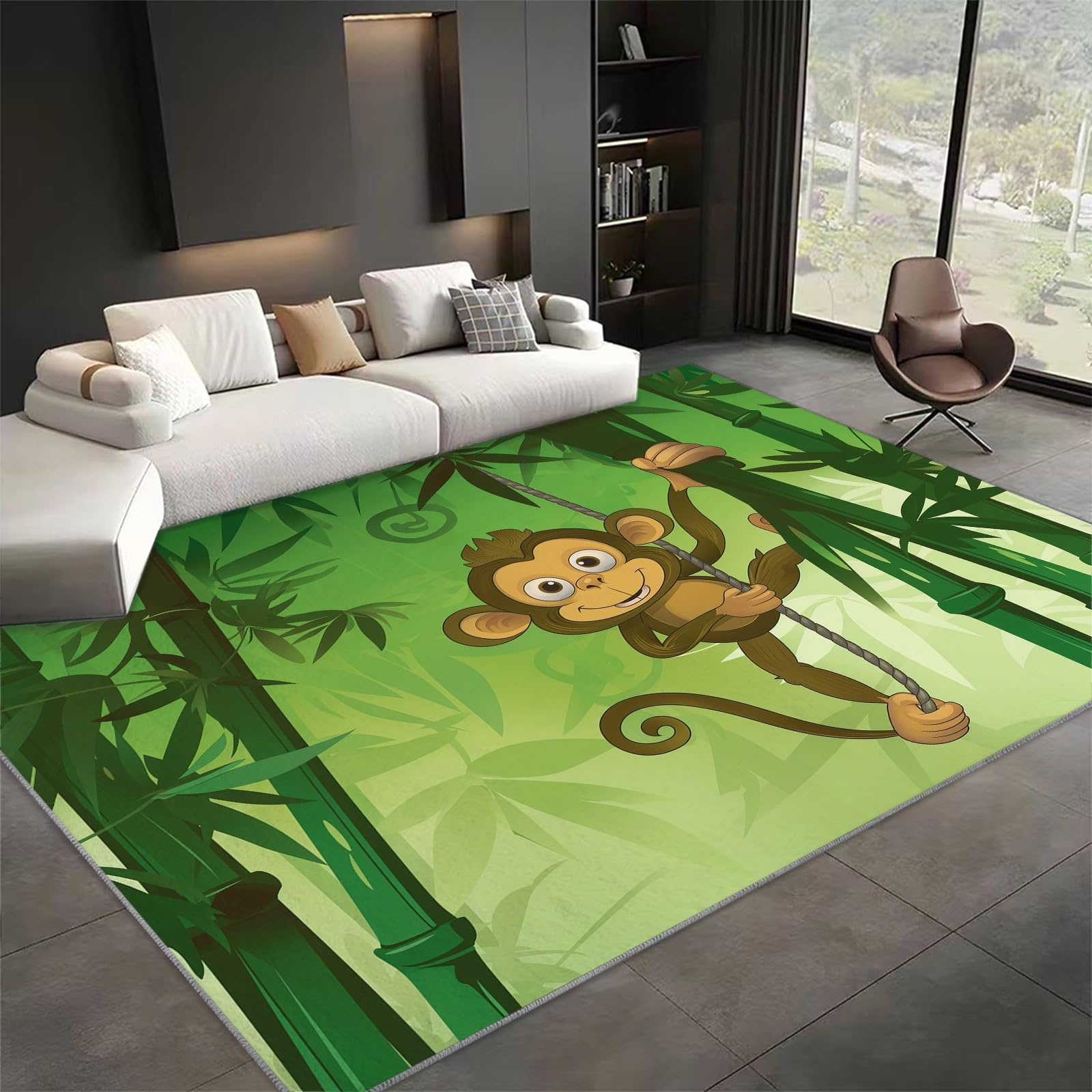 Tapis chambre singe et bambou idéal pour créer un espace de jeu moelleux