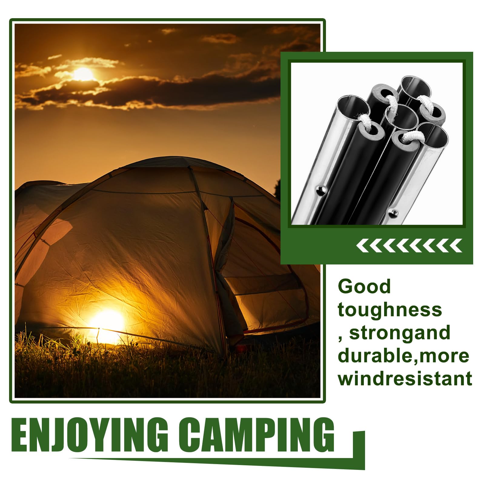 Yaocom 2 Stück 6 m Fiberglas-Zeltstangen Ersatz vormontierte schwarze Zeltstangen Camping Rutenteile für Wandern Outdoor Camping Rucksackreisen