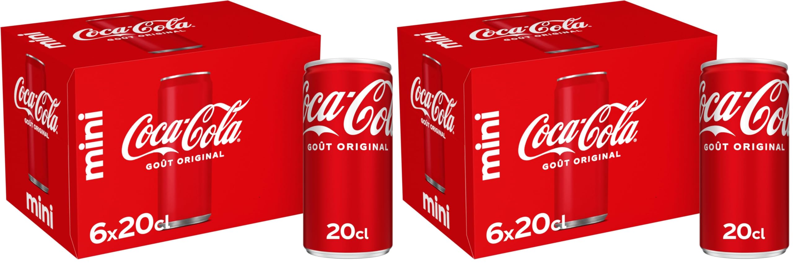 Coca-Cola - Boisson gazeuse, 24 canettes de 20 cl (4 packs de 6) (Lot de 2)