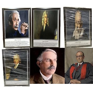 The labworld Scientist Portrait Photo Set With Brief,laminated Border Framing Size 15x20 Inches With Hook For Lab& College School (Physicist, 3)