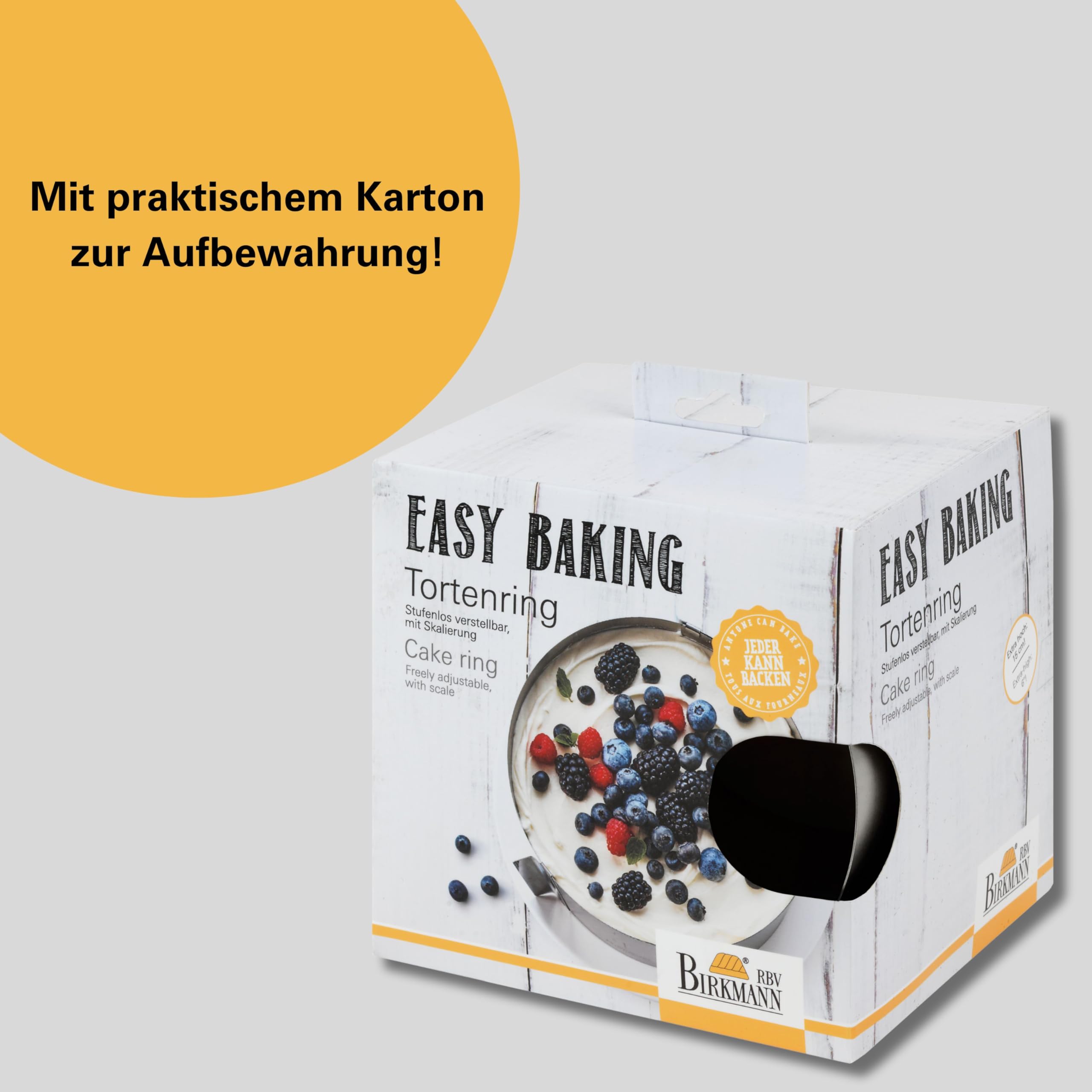 Birkmann RBV, 429413, Easy Baking, bardzo wysoki pierścień do ciasta, wysokość 15 cm, stal sprężynowa